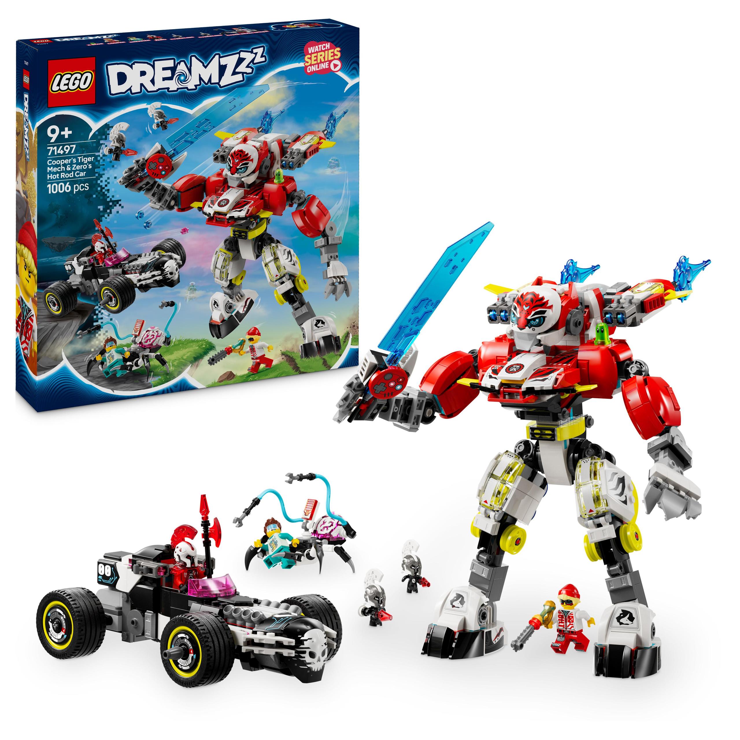 Lego DREAMZzz 71497 Cooperův tygří robot a Zerův hot rod