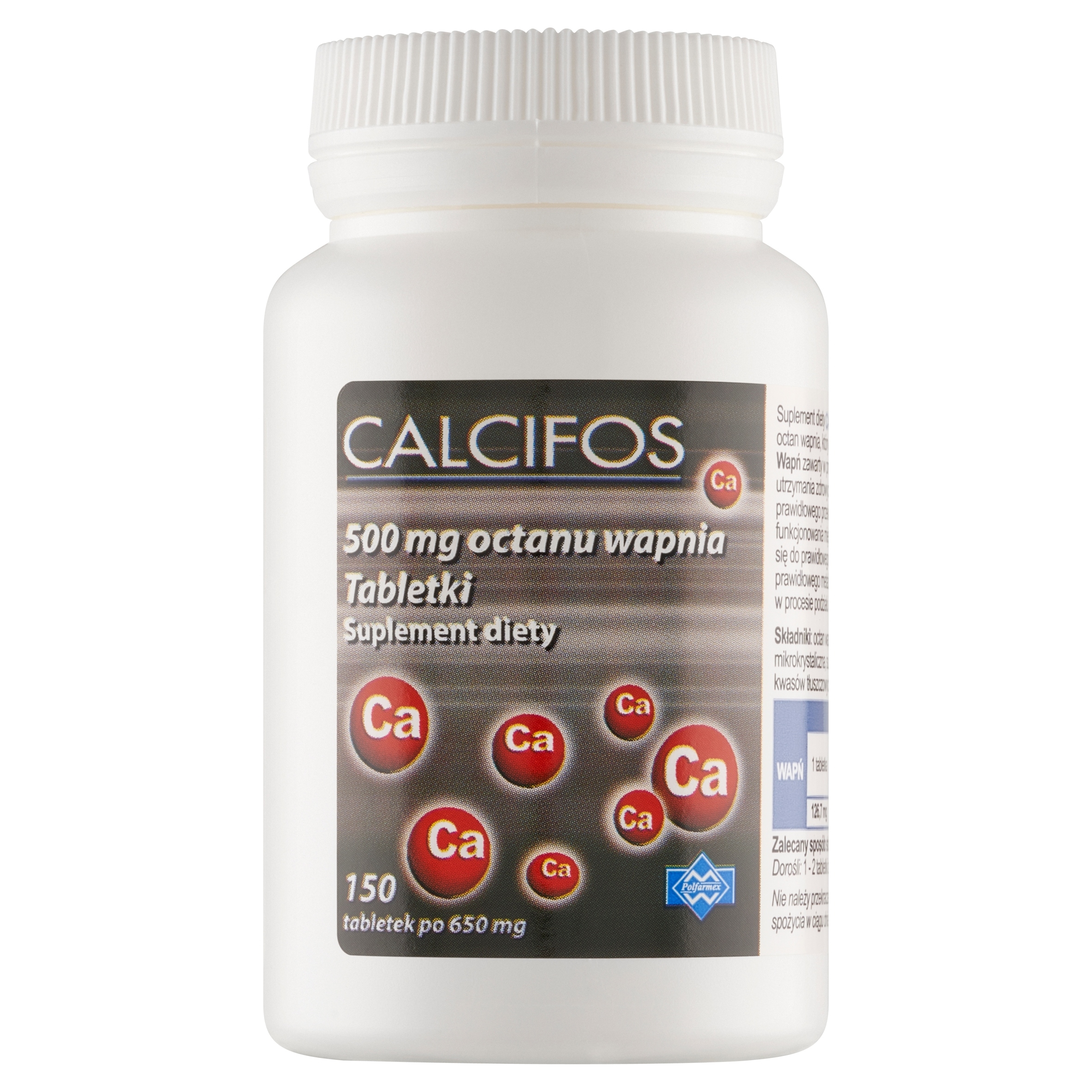 Suplement diety calcifos 500 g octanu wapnia 97,5 g (150 x 650 mg ...