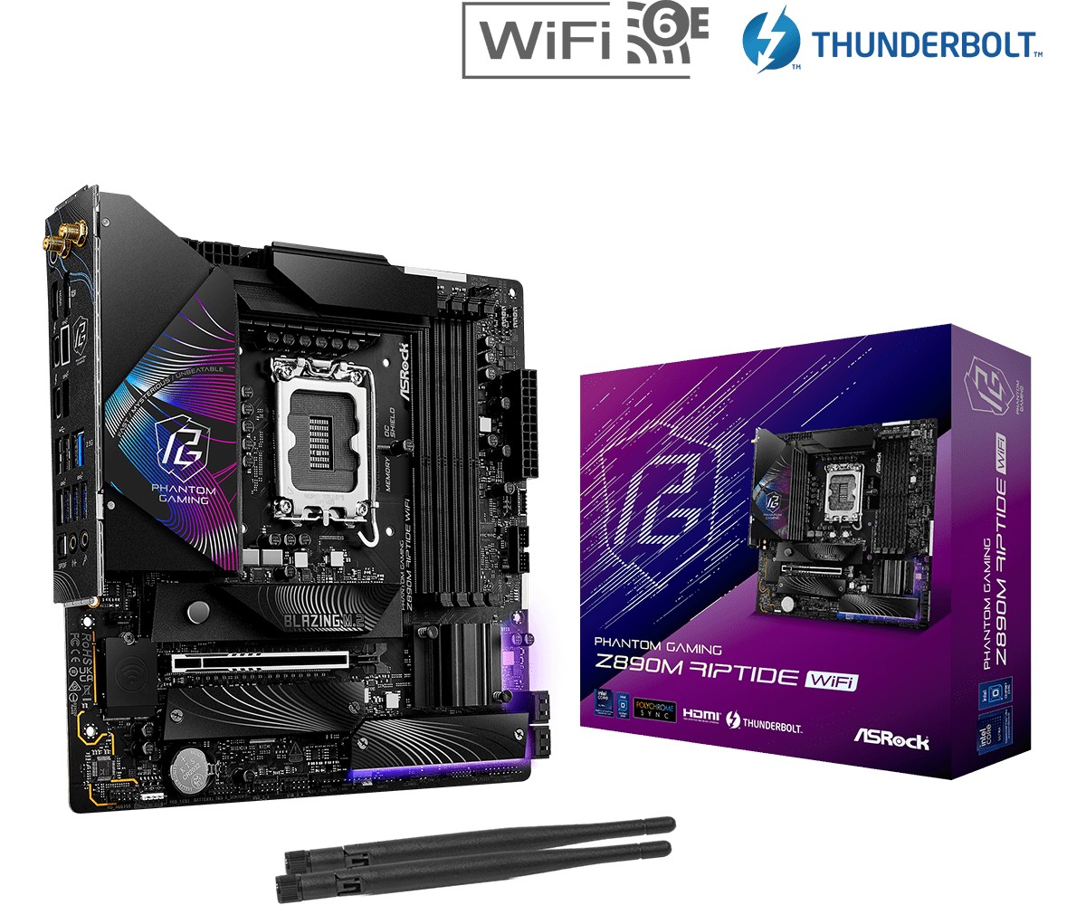 ASROCK Z890M RIPTIDE WIFI mATX LGA1851 DDR5 — 8