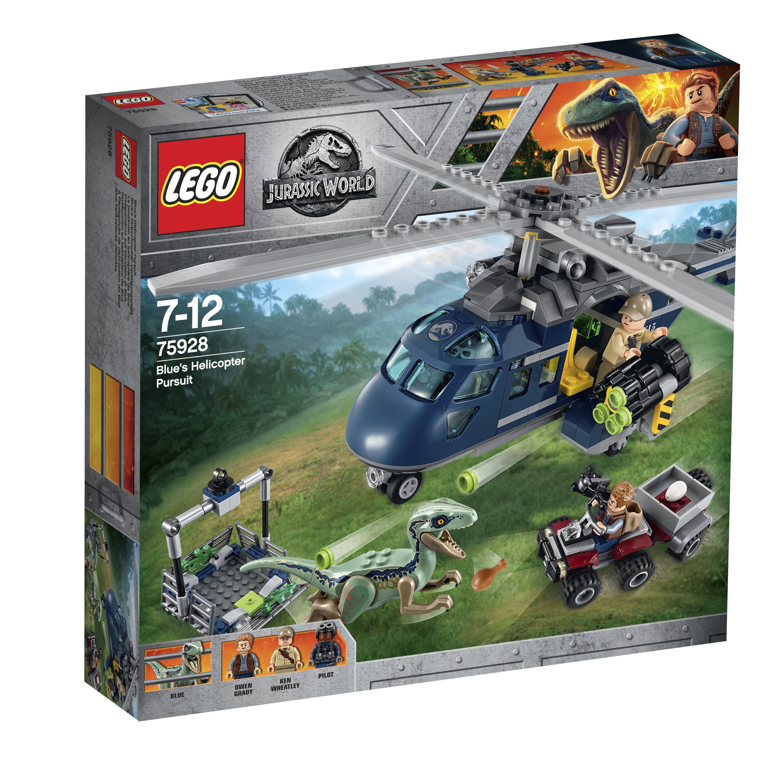Lego 75928 Jurassic World Pościg za śmigłowcem Helikopter Velociraptor Blue