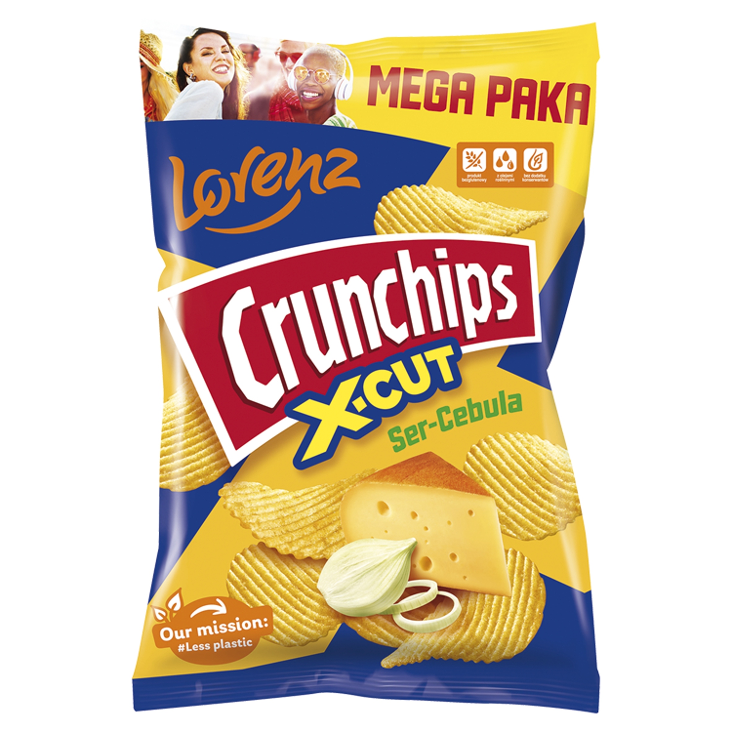 Levně 5 x Crunchips X-Cut Bramborové chipsy s příchutí sýr-cibule 200 g