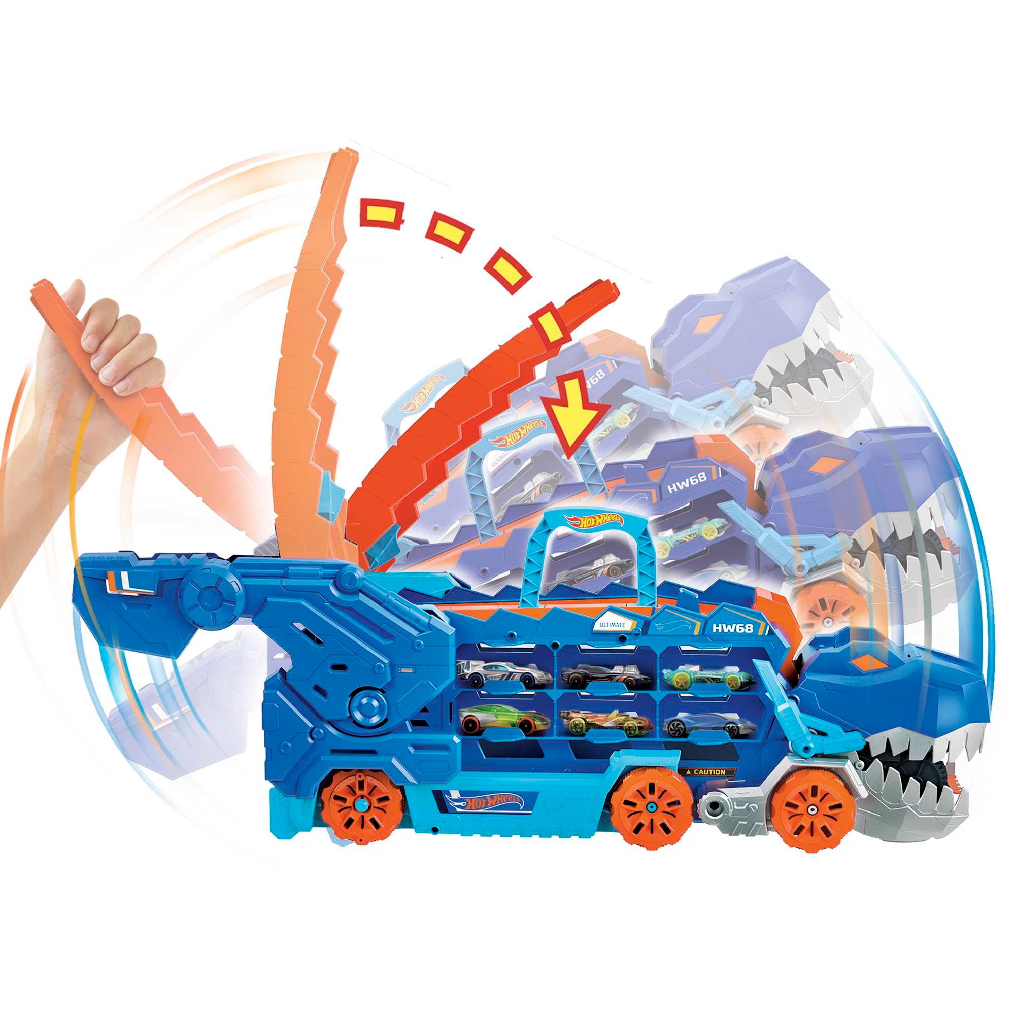 Tytuł: Hot Wheels T-Rex Mega Transporter Tory Wyścigowe Mattel +6 lat Rodzaj pojazdu tor samochodowy