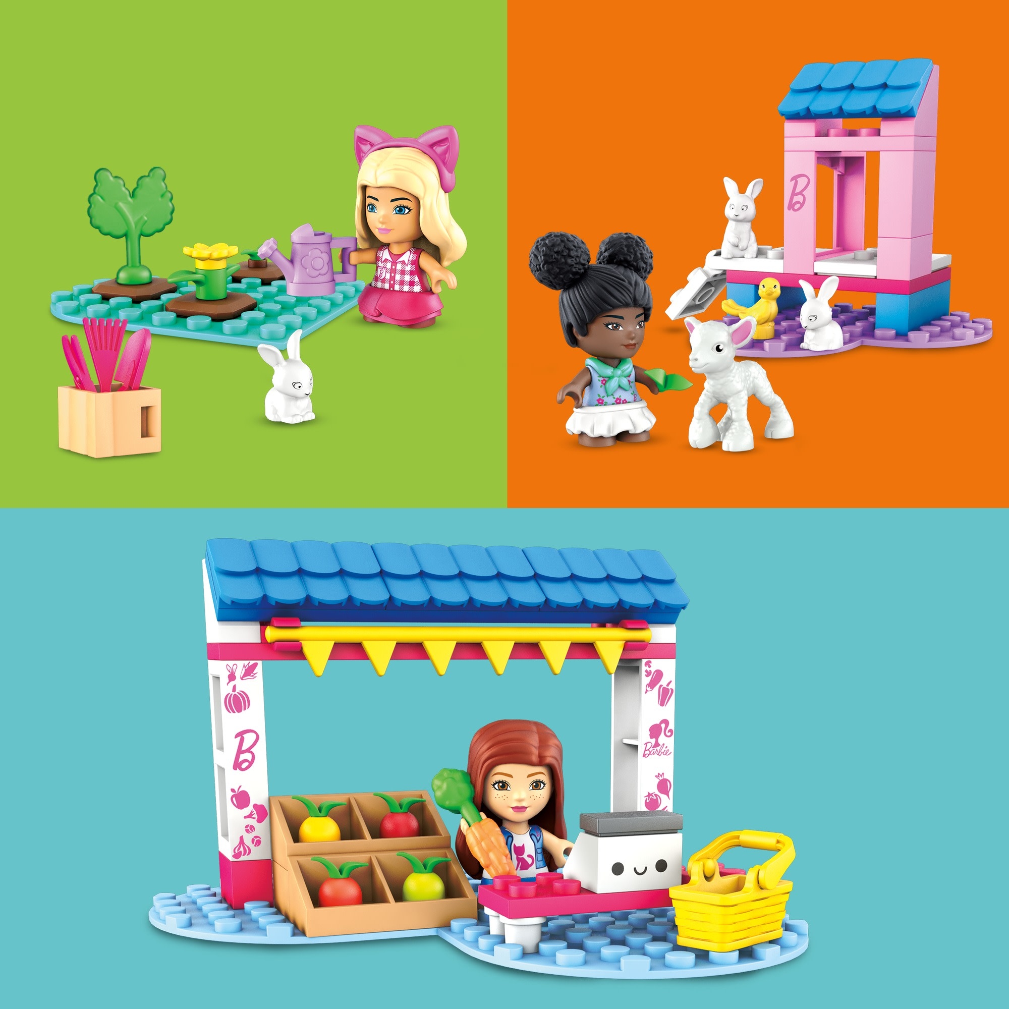 MEGA BLOKS KLOCKI BARBIE FARMA TARG FARMERSKI 90 elementów klocków Marka MEGA