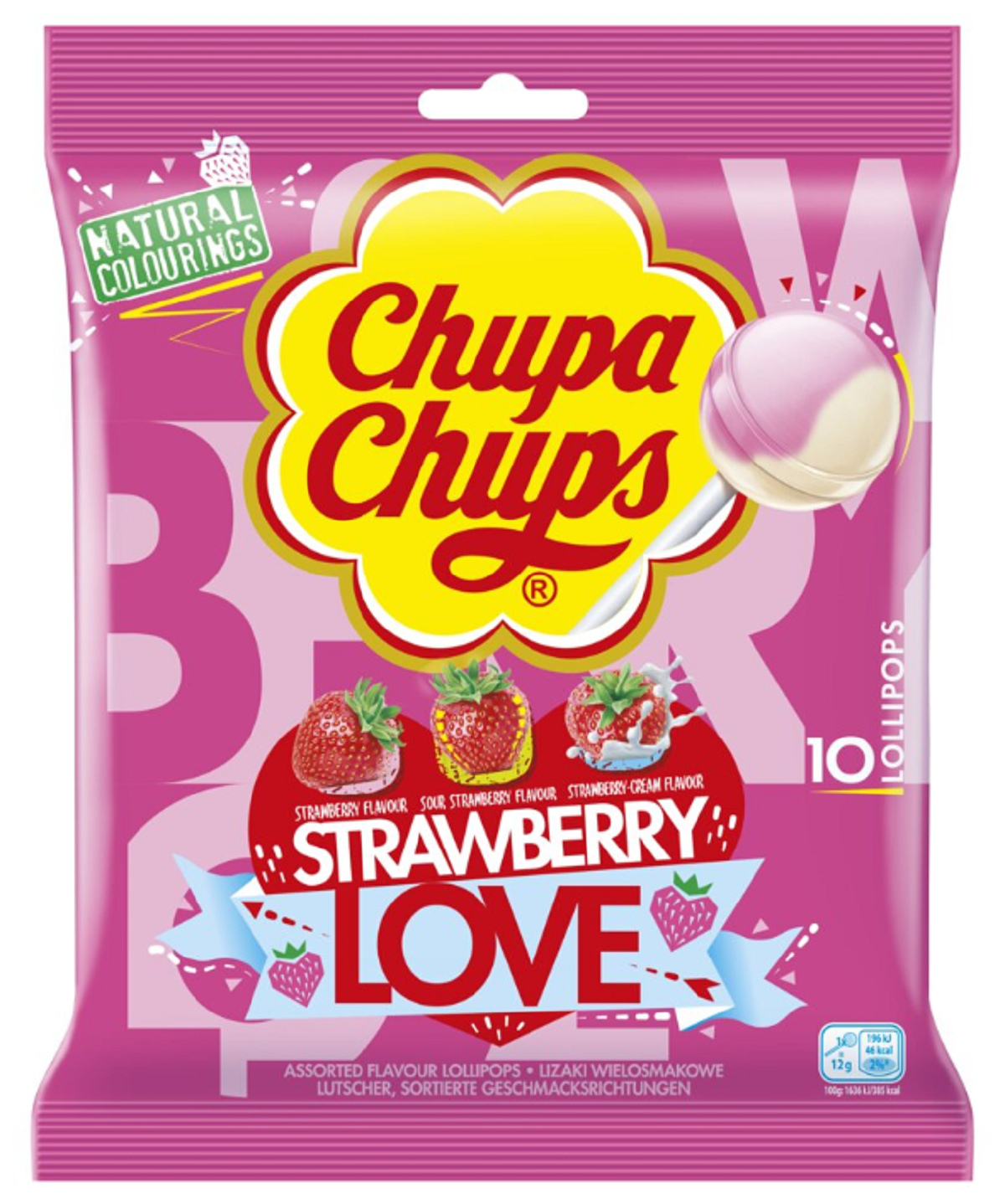 Levně 5 x Chupa Chups Strawberry Love Lízátka s více příchutěmi 120 g (10 kusů)