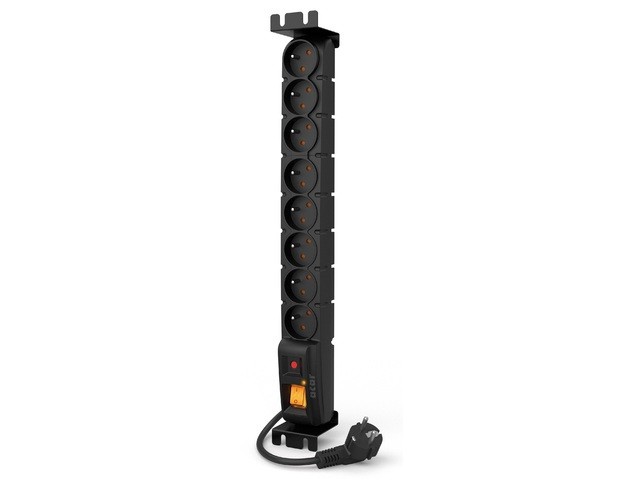 19" napájecí panel Acar S8/3m 8x230V-3m Bk 9608