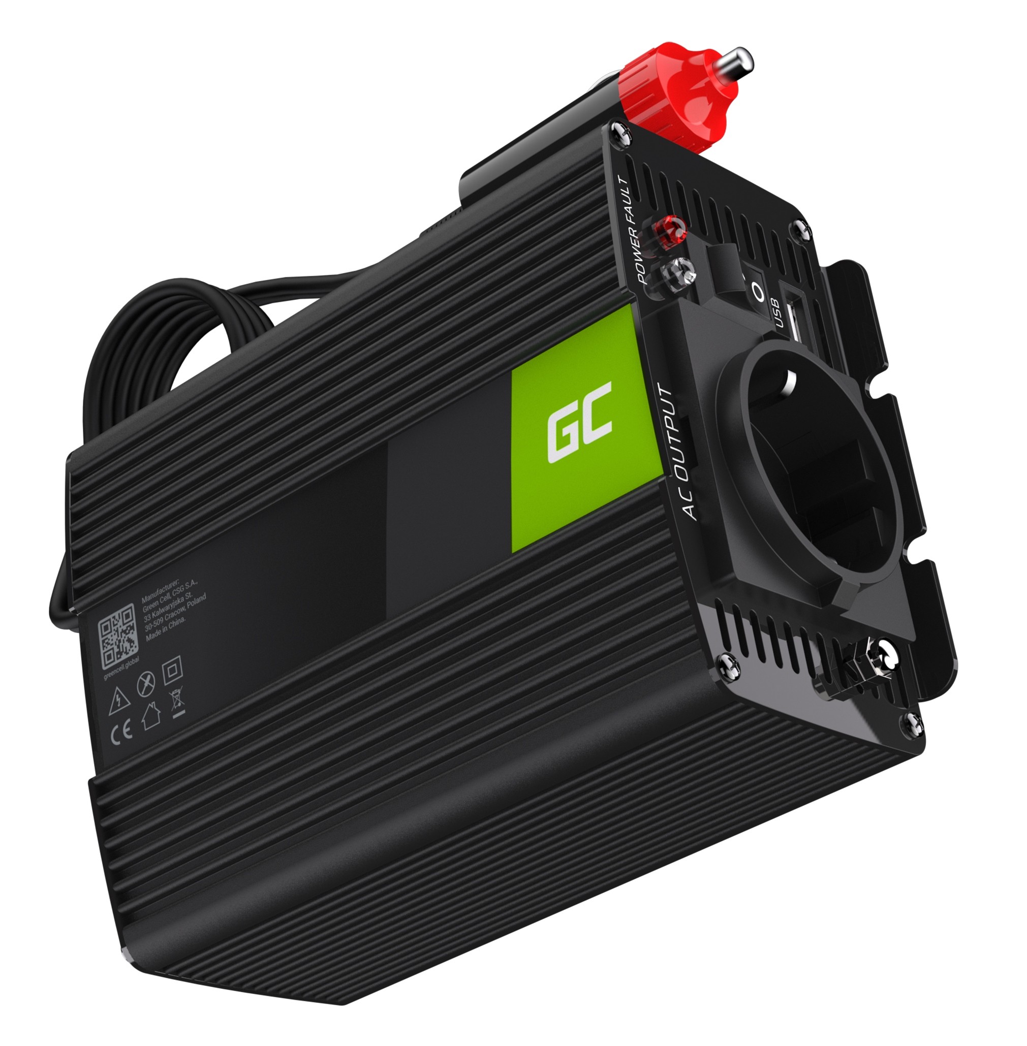 PRZETWORNICA NAPIĘCIA 12V/230V 150W/300W MOD SINUS Moc użytkowa 150 W