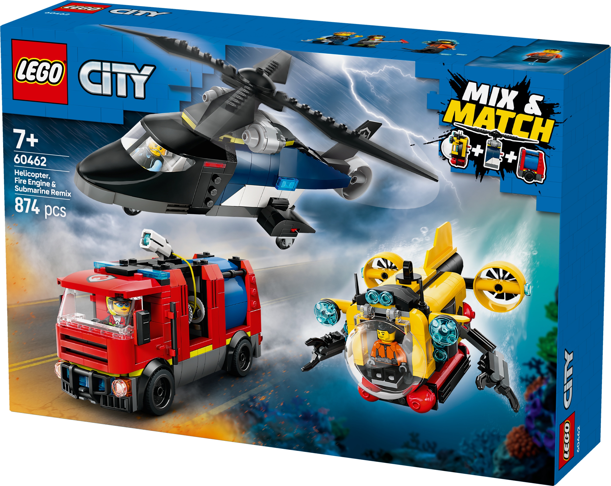 Lego City Sada s vrtulníkem, hasičským autem a ponorkou 60462