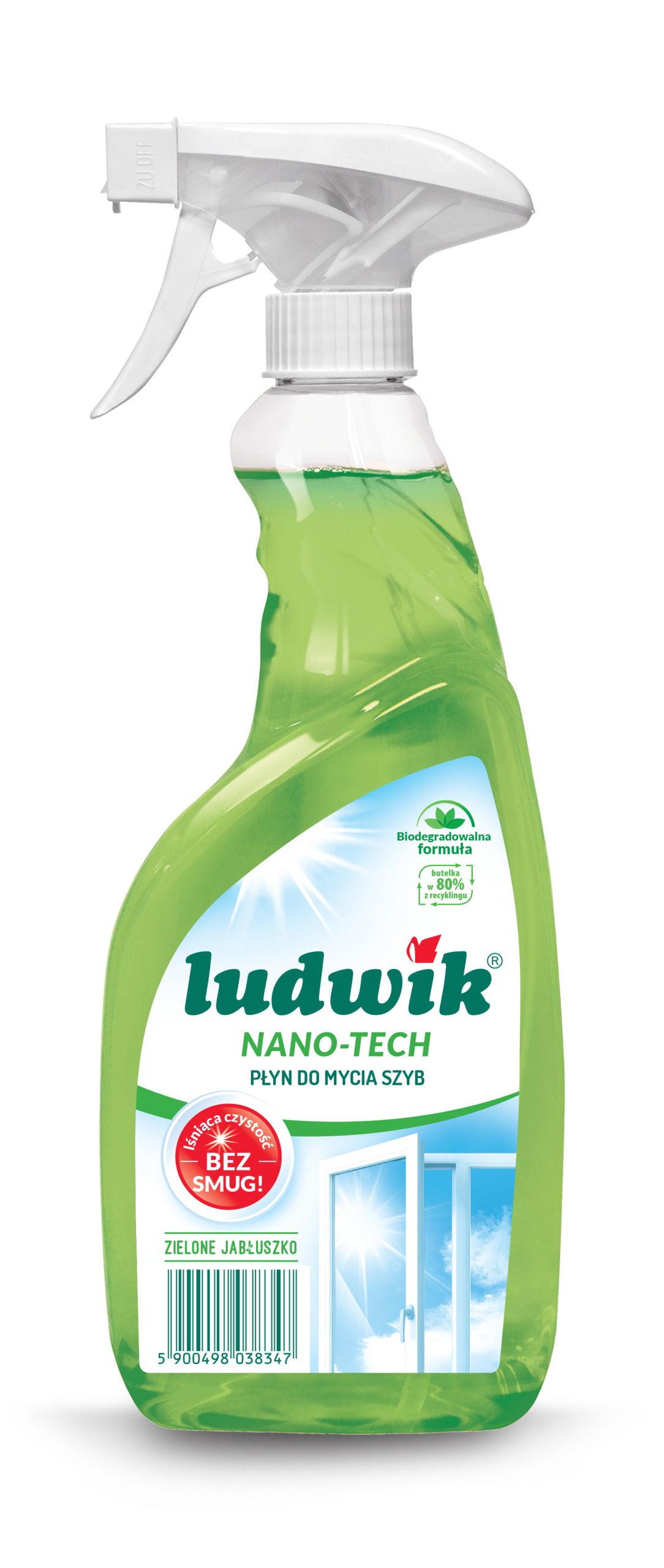 Levně 8X Ludwik Nano-Tech Tekutý čistič skel Zelené jablko 600 ml