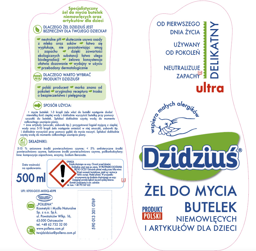 DZIDZIUŚ ŻEL PŁYN DO MYCIA BUTELEK SMOCZKÓW 500ml Marka Dzidziuś