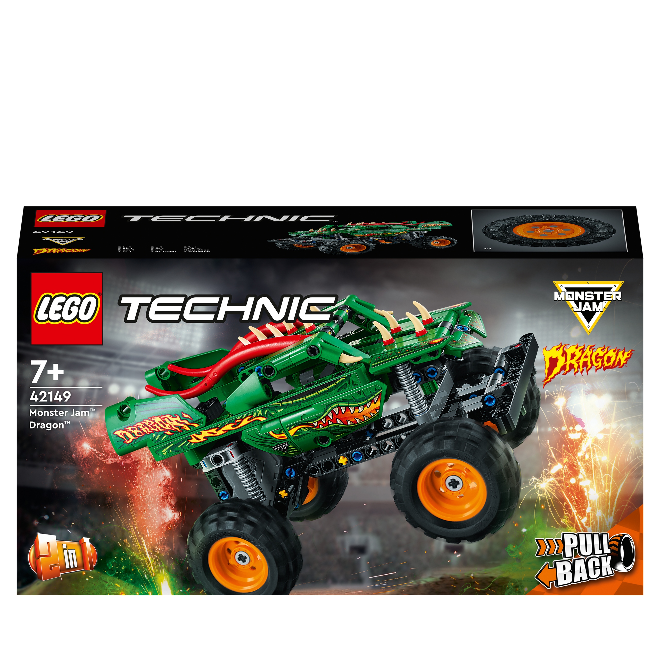 Lego Technic Monster Jam Dragon 42149 wgniotki na kartoniku
