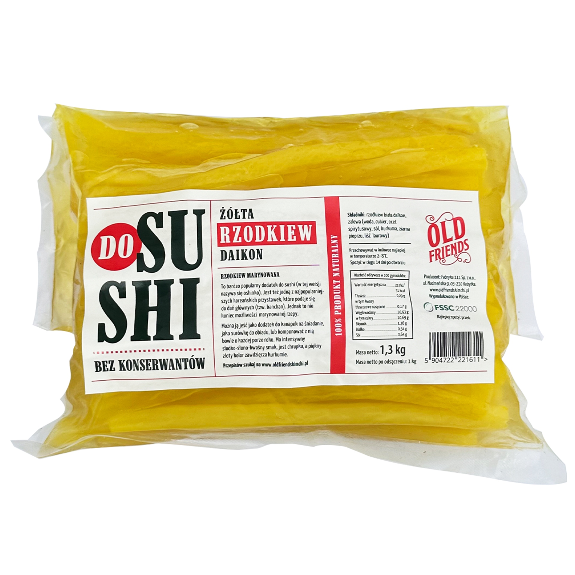 Levně Ředkev Žlutá Daikon Marinovaná Na Sushi Polská 1,3 Kg Old Friends