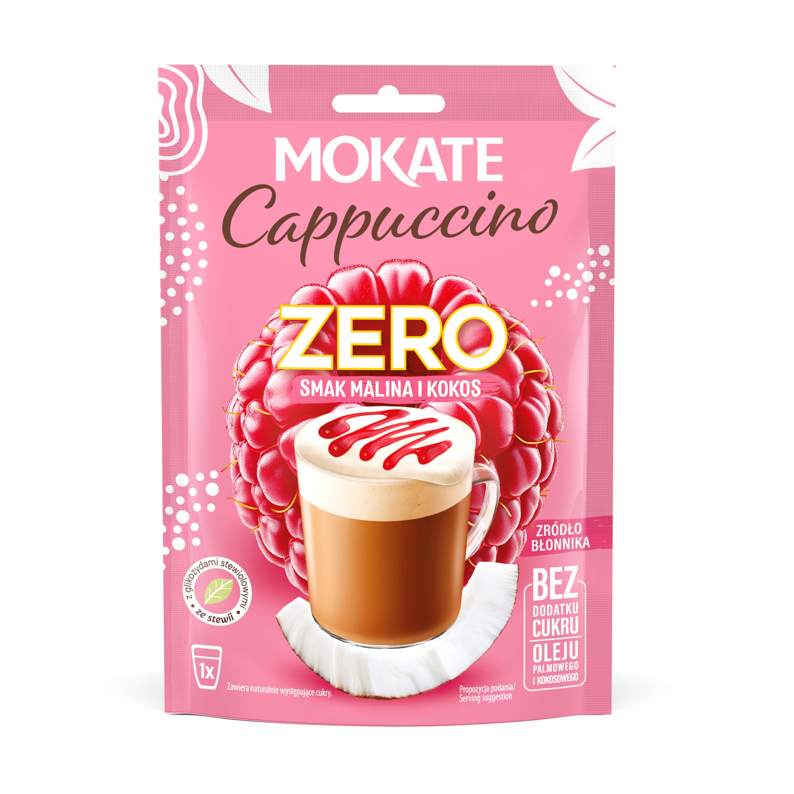 Levně 13X Kávový nápoj Káva Cappuccino Mokate Malina a Kokos 20 g Nulového Cukru