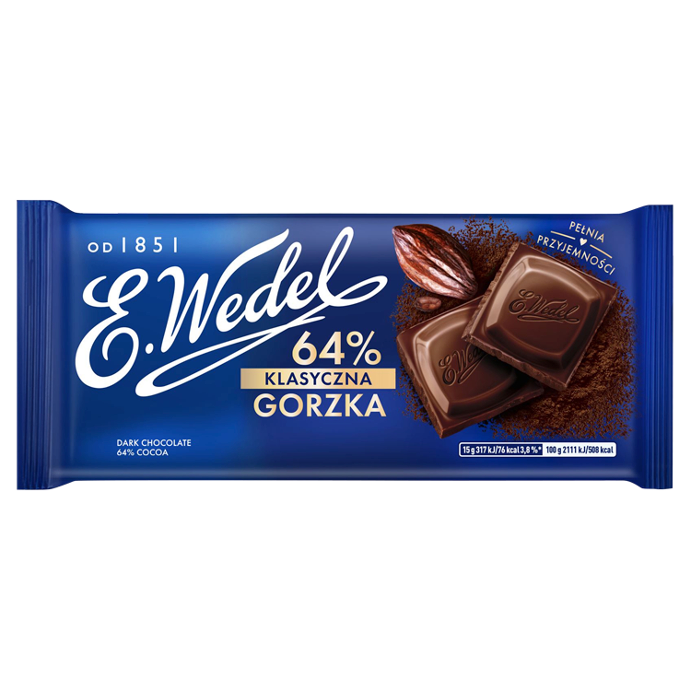 E.wedel Klasyczna Gorzka 64% Czekolada 90gx22szt, 16-01-2027R.