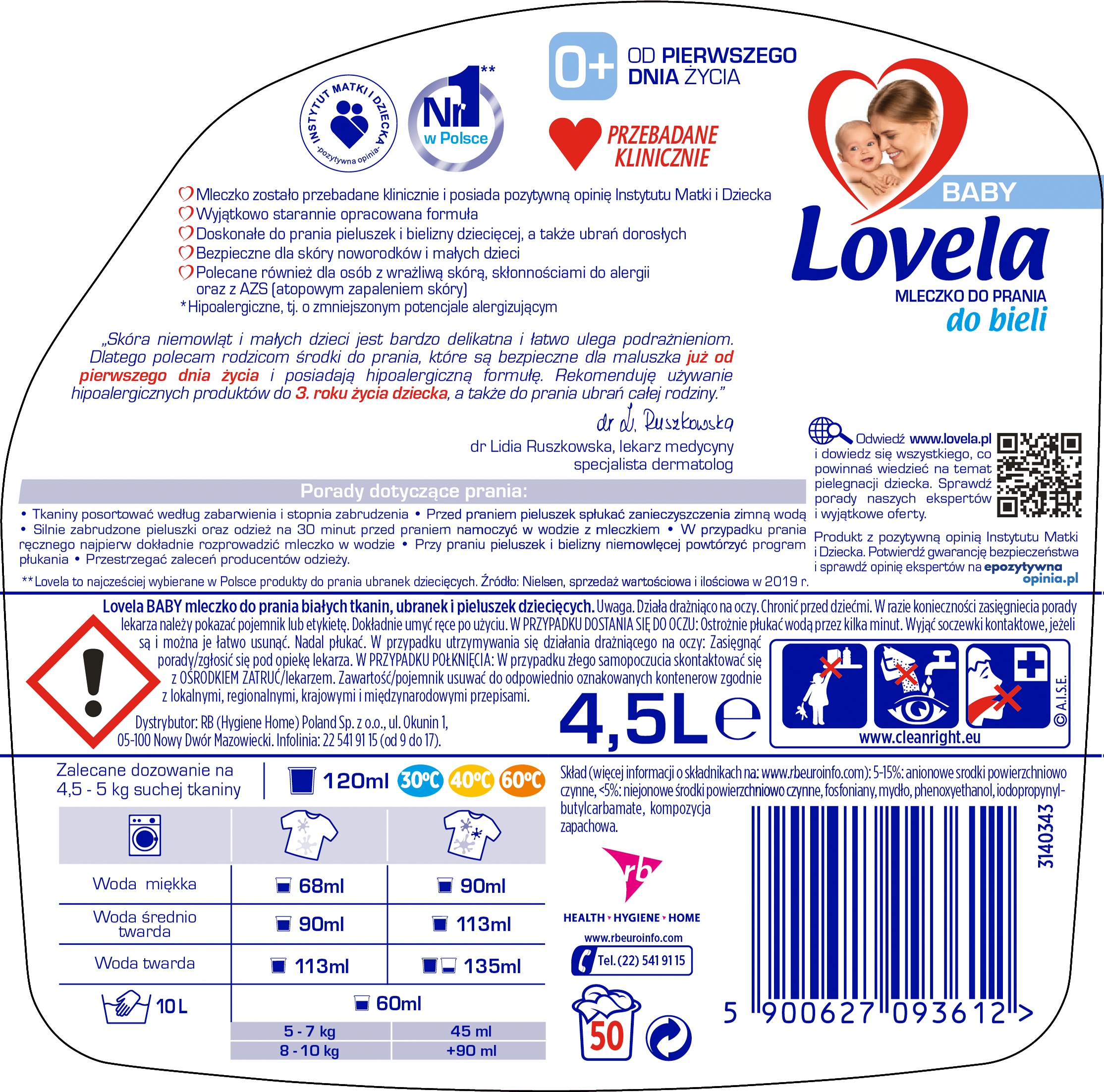Levně Prací mléko bílé Lovela 4,5 l
