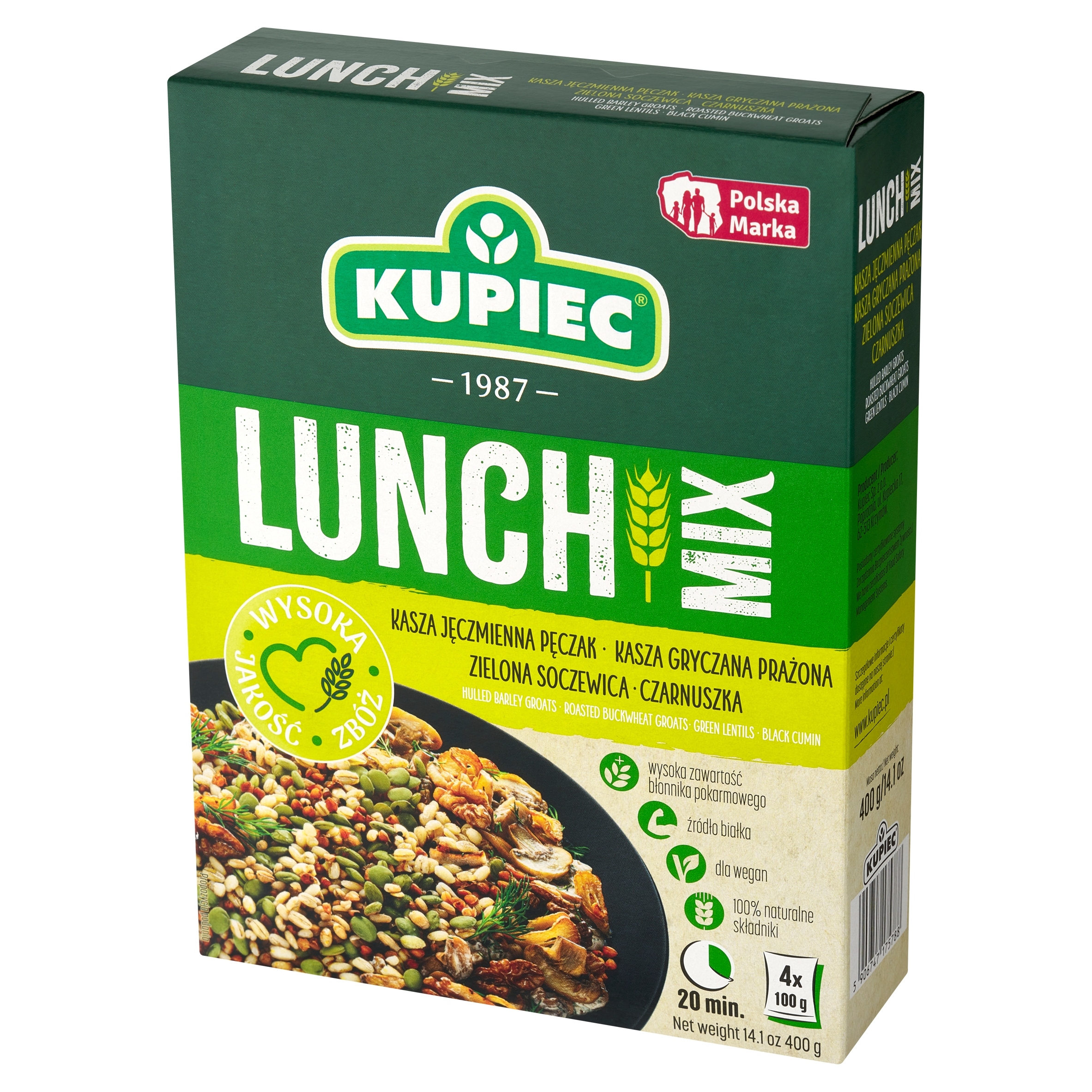 Kupiec Lunch Mix pohanková kaše, pupečník, čočka, (karton) 4x100 g
