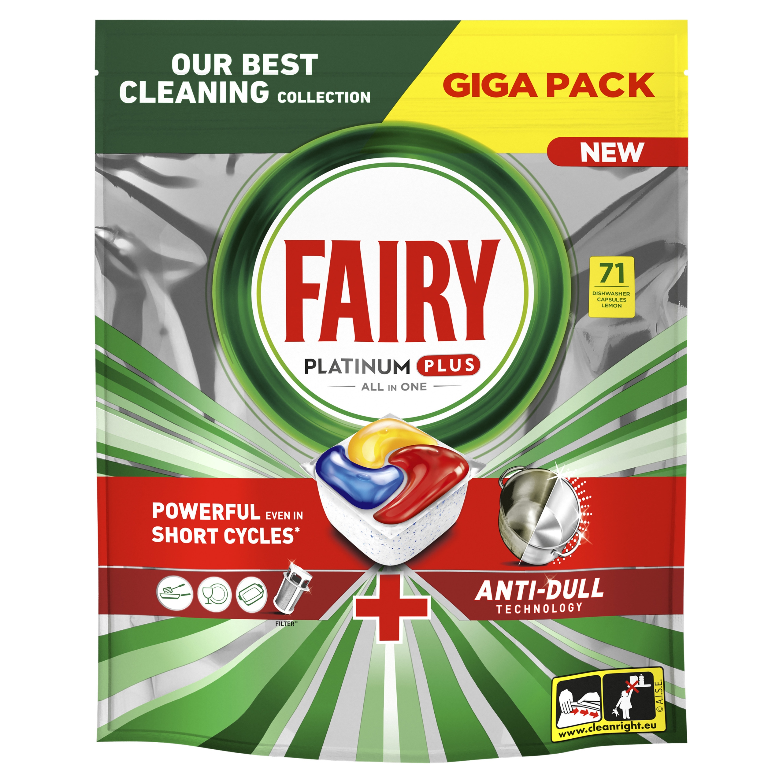 Levně Fairy Platinum Plus All In One Tablety do myčky Citron 71 ks