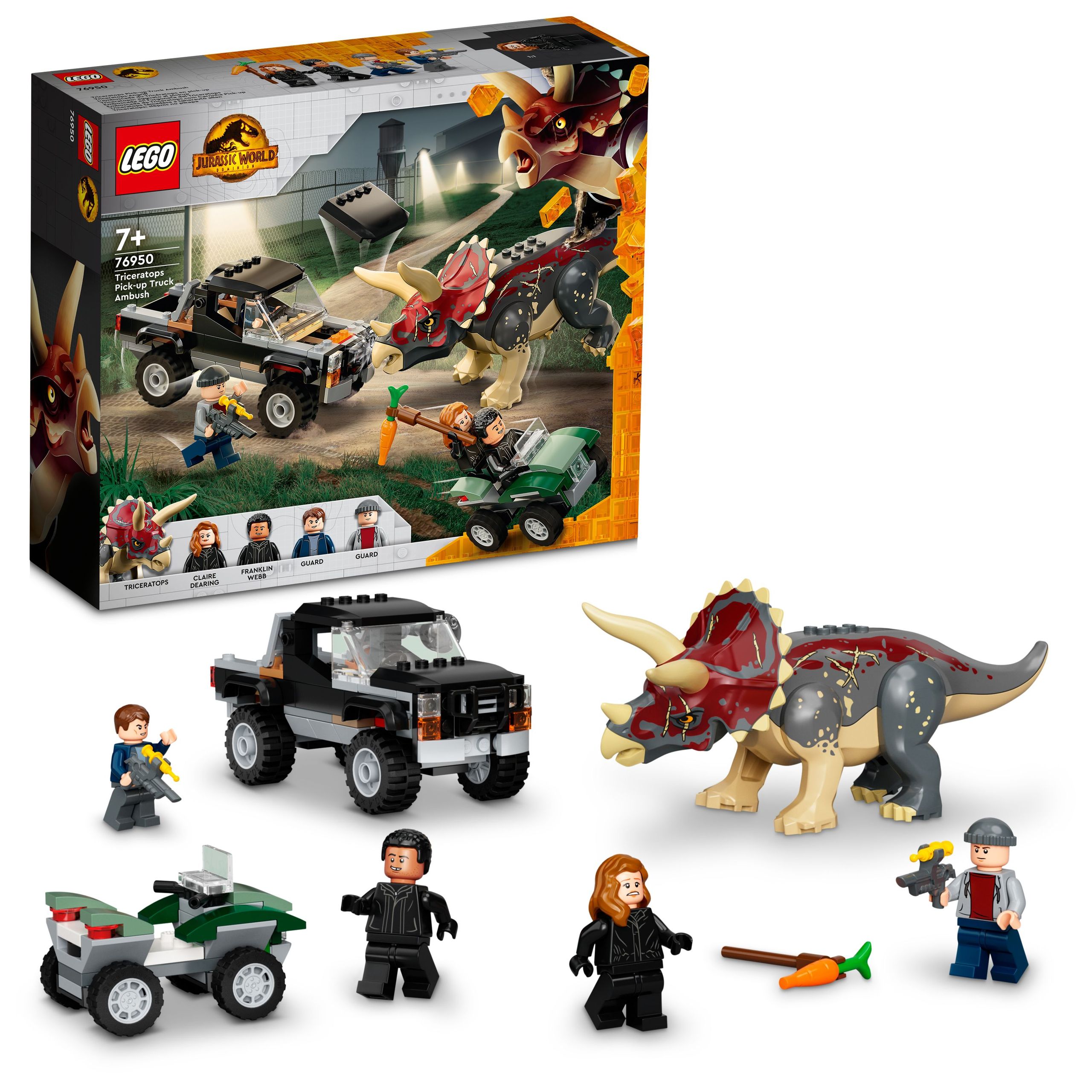 Lego 76950 Jurský svět Triceratops a přepadová sada s pick-upem zábava