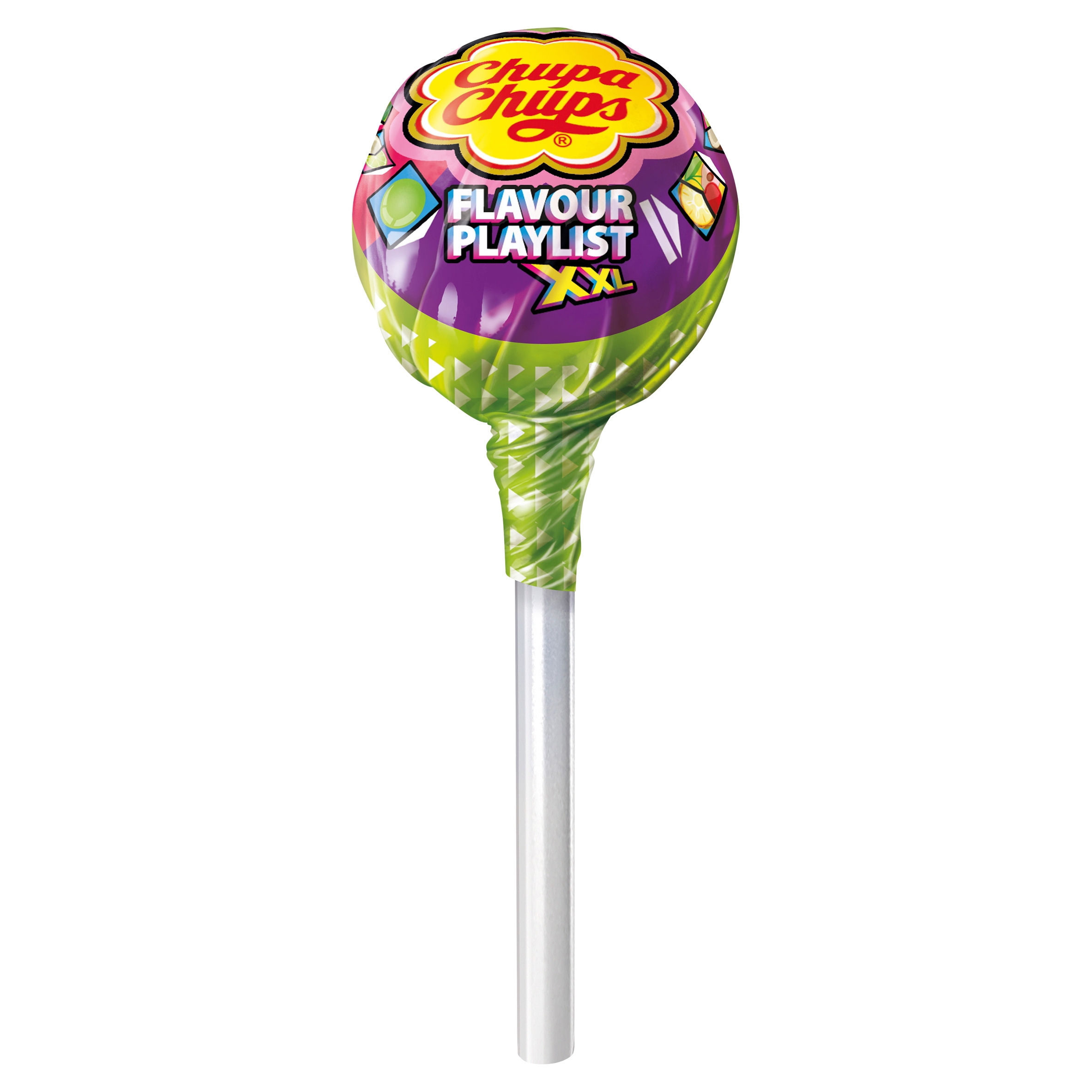 Levně Sada Chupa Chups Lízátka Vícechuťové XXL Flavour Playlist 25 ks 29 g