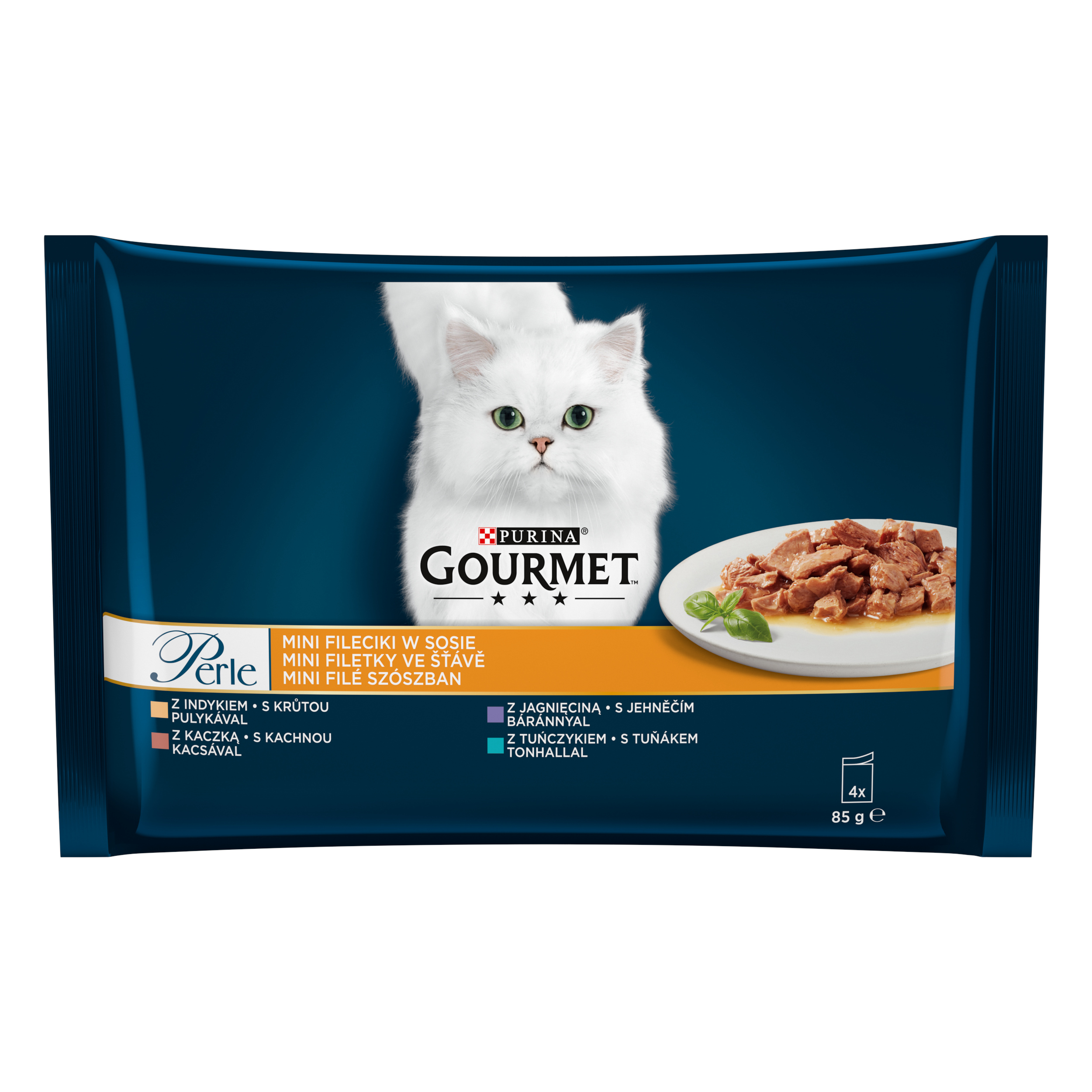 Gourmet Perle Krmivo pro kočky s mini filetkami v omáčce (4x85 g) 32 ks