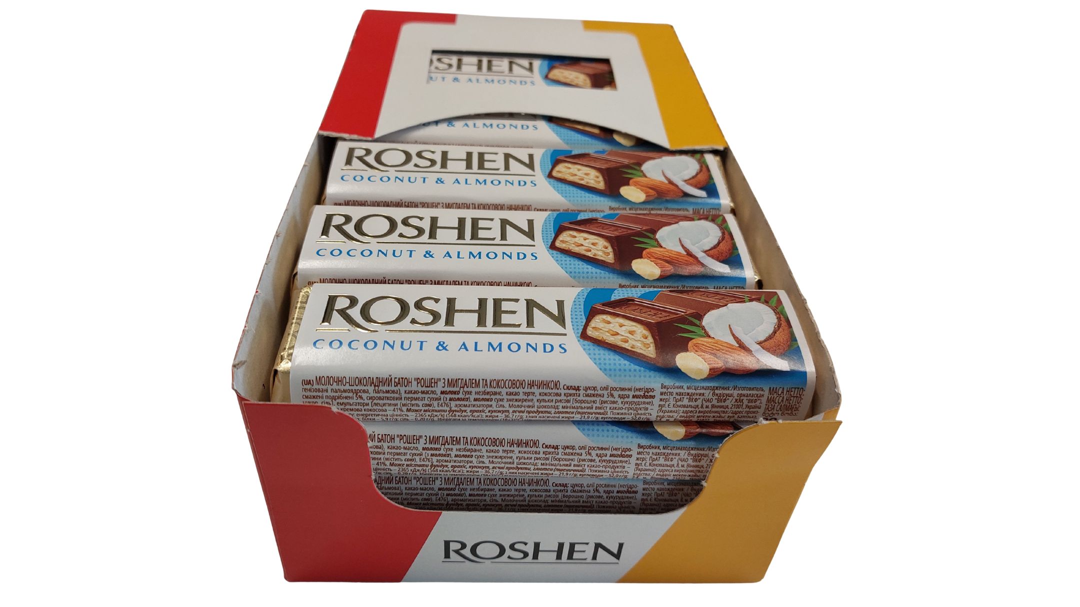 Levně 30 kusů Roshen tyčinka coconut almonds 38 g