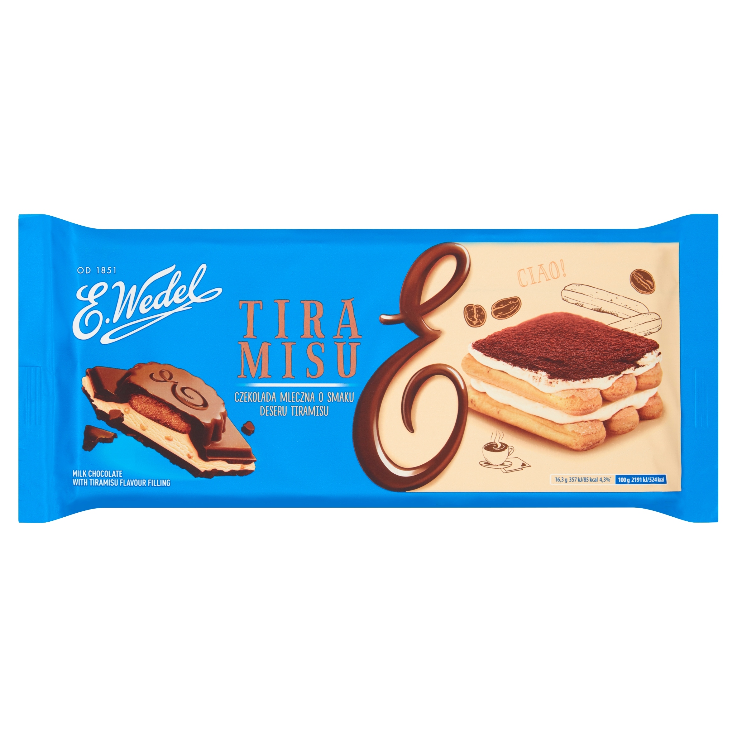 Levně 2x E.Wedel Čokoláda s příchutí dezertu tiramisu 293 g