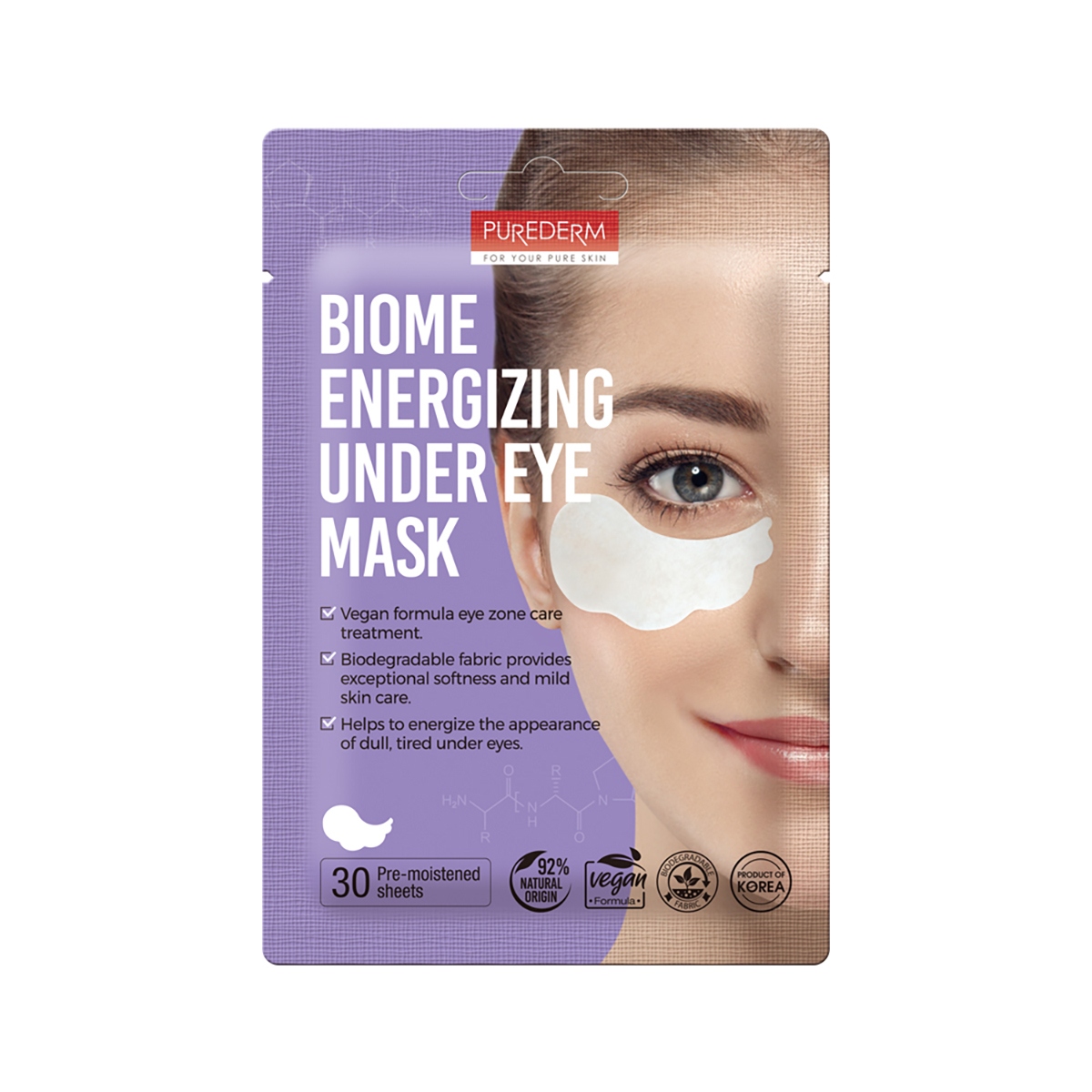 PUREDERM Biome Energizing Under Eye Mask 30 szt. - probiotyczne wegańskie płatki pod oczy — 2