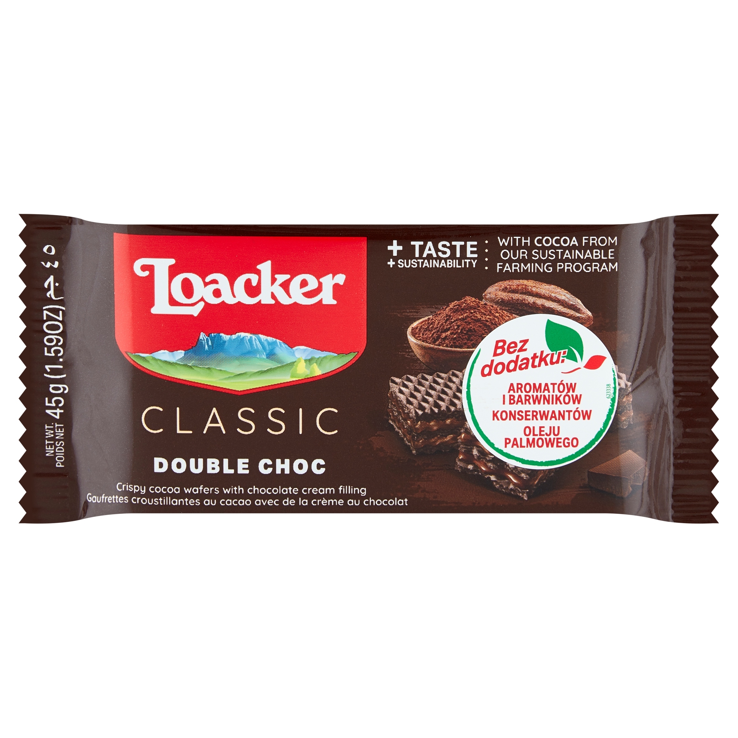 Zestaw Loacker Wafelek Przekładany Kremem Double Choc Classic 45G 25szt