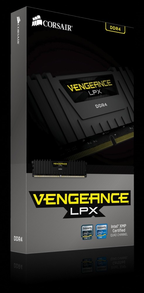 CORSAIR DDR4, 2400MHz 8GB 1x8GB DIMM, 14-16-16-31, XMP 2.0, Vengeance LPX black Heatspreader, Black PCB, 1.2V — 3