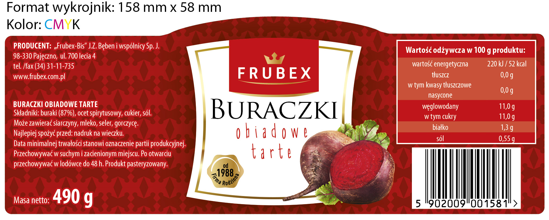 Frubex Červená Řepa Obědové koláče Lahodné Červená Řepa Doplněk k obědu 500 ml