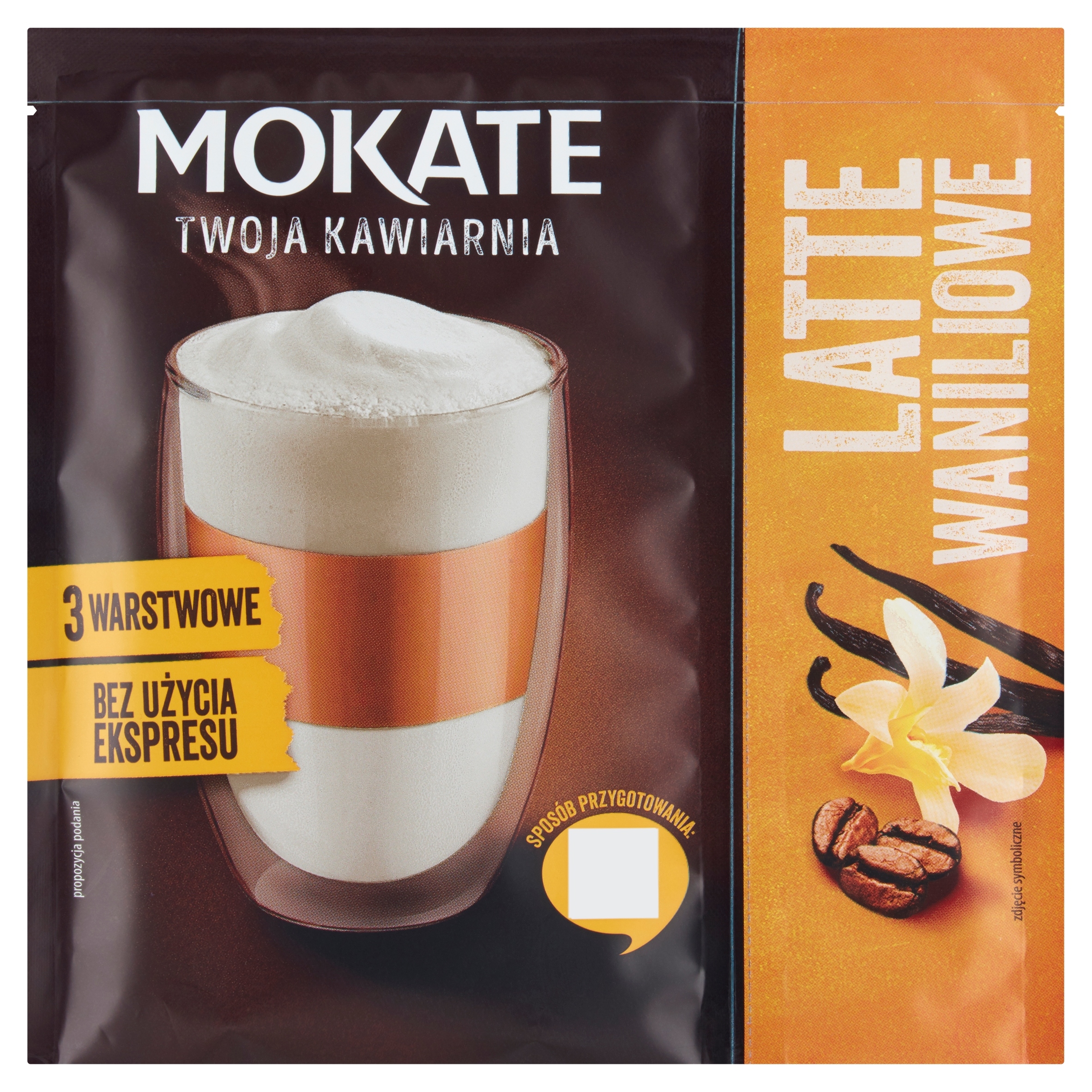 Levně 13 x Mokate Vaše kavárna Latte vanilková (20 g+2 g) Kávový nápoj