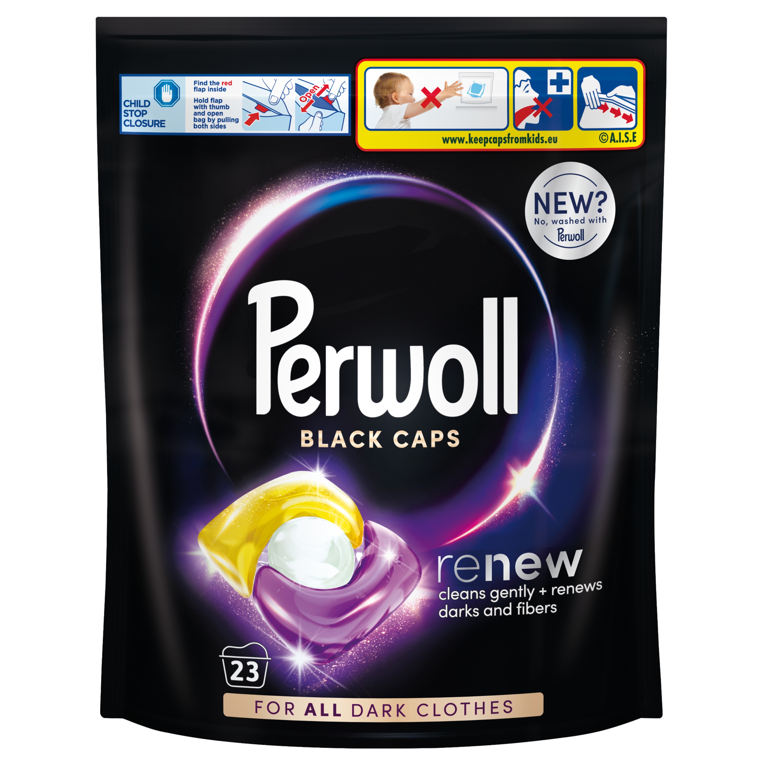 Levně Kapsle na černé prádlo Perwoll Renew Caps Renew & Care Black 23 ks
