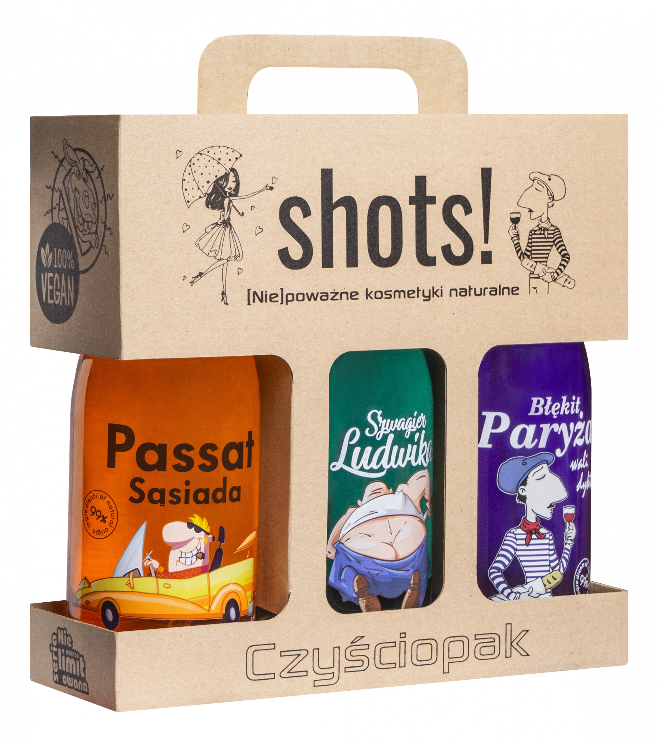 Laq_set Shots! Čistící obal Passat Souseda sprchový gel 500 ml Švagr