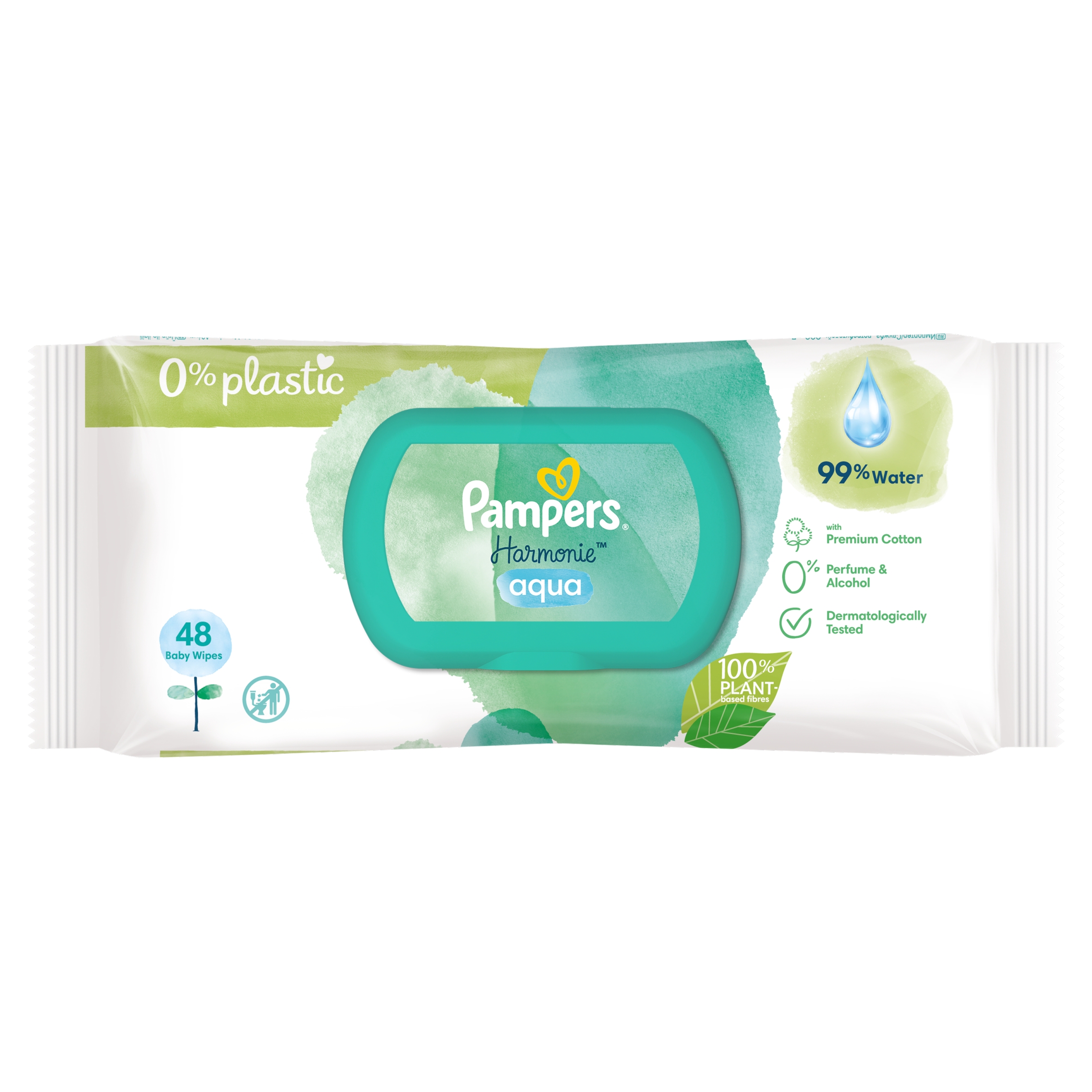 PAMPERS HARMONIE AQUA 99% WODY CHUSTECZKI NAWILŻANE DLA NIEMOWLĄT 48SZT