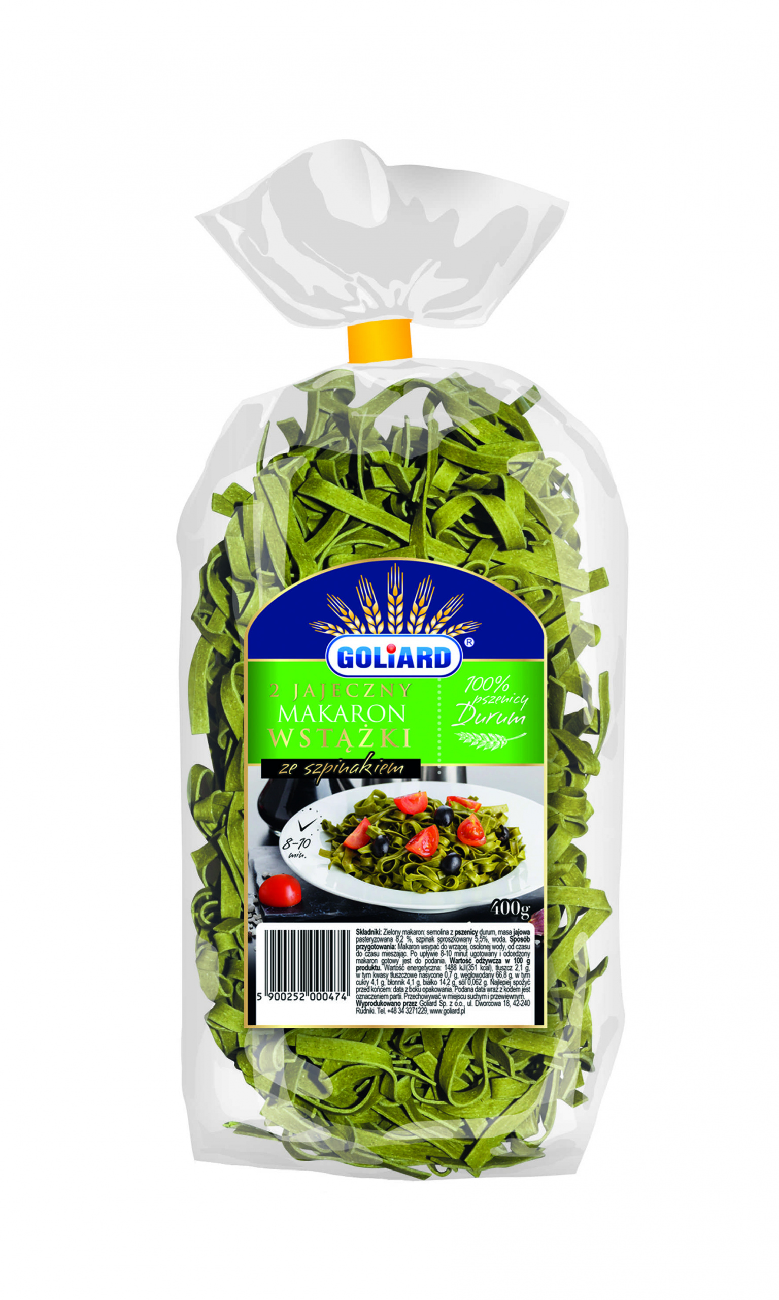 Levně 5 x Široké těstoviny nudle a špenátem 400 g Goliard