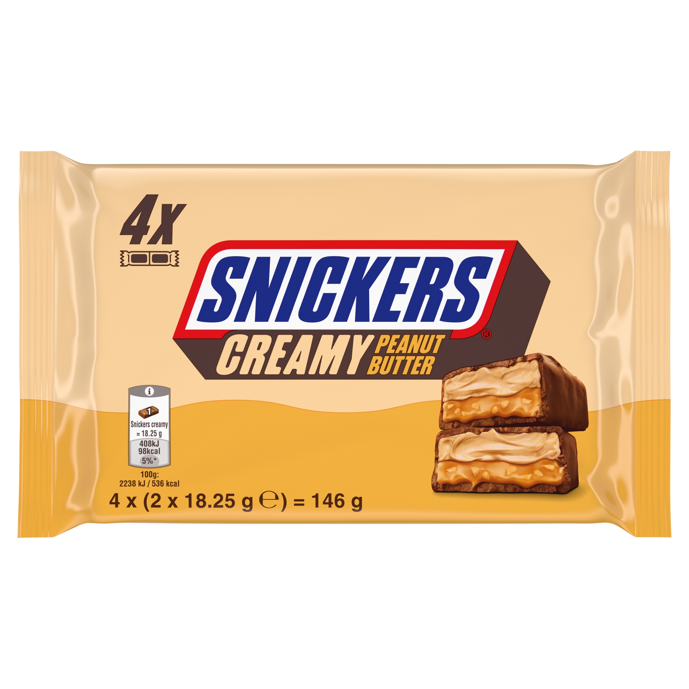 6xSnickers Creamy Peanut Butter Baton z nadzieniem orzechowym 146g