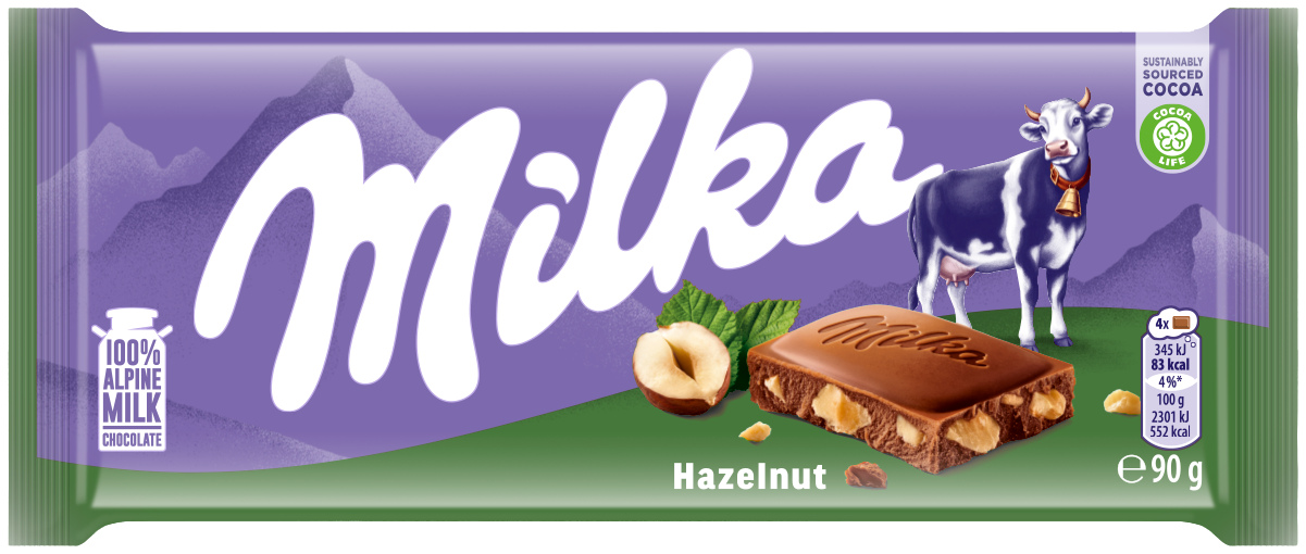 Levně Milka Čokoláda Mléčná Lískové Ořechy 90 g Whole Hazelnuts x 12 ks
