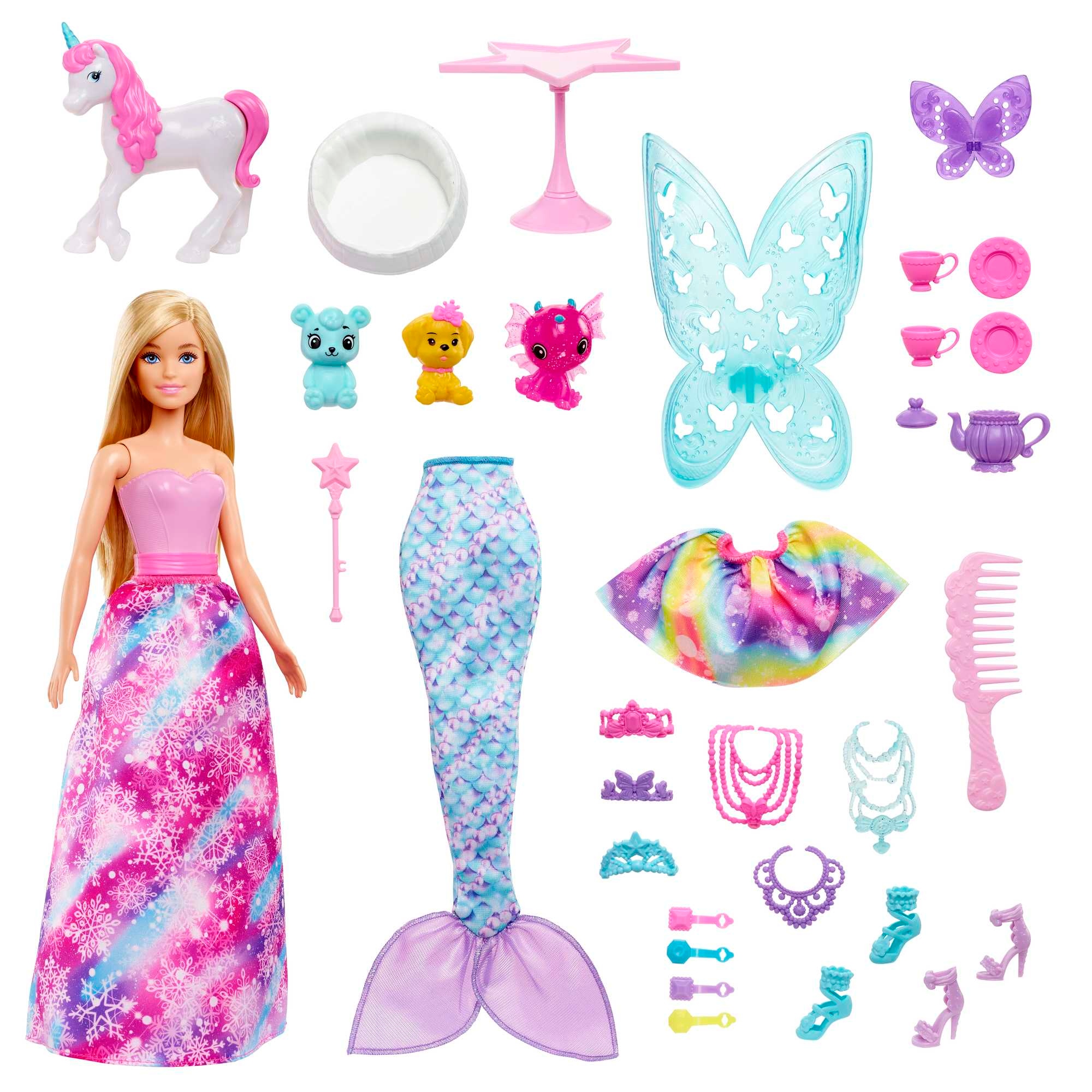 Адвент-календарь Barbie Dreamtopia HGM66, кукла, единорог, дракон и аксессуары, от 3 лет — фото 3