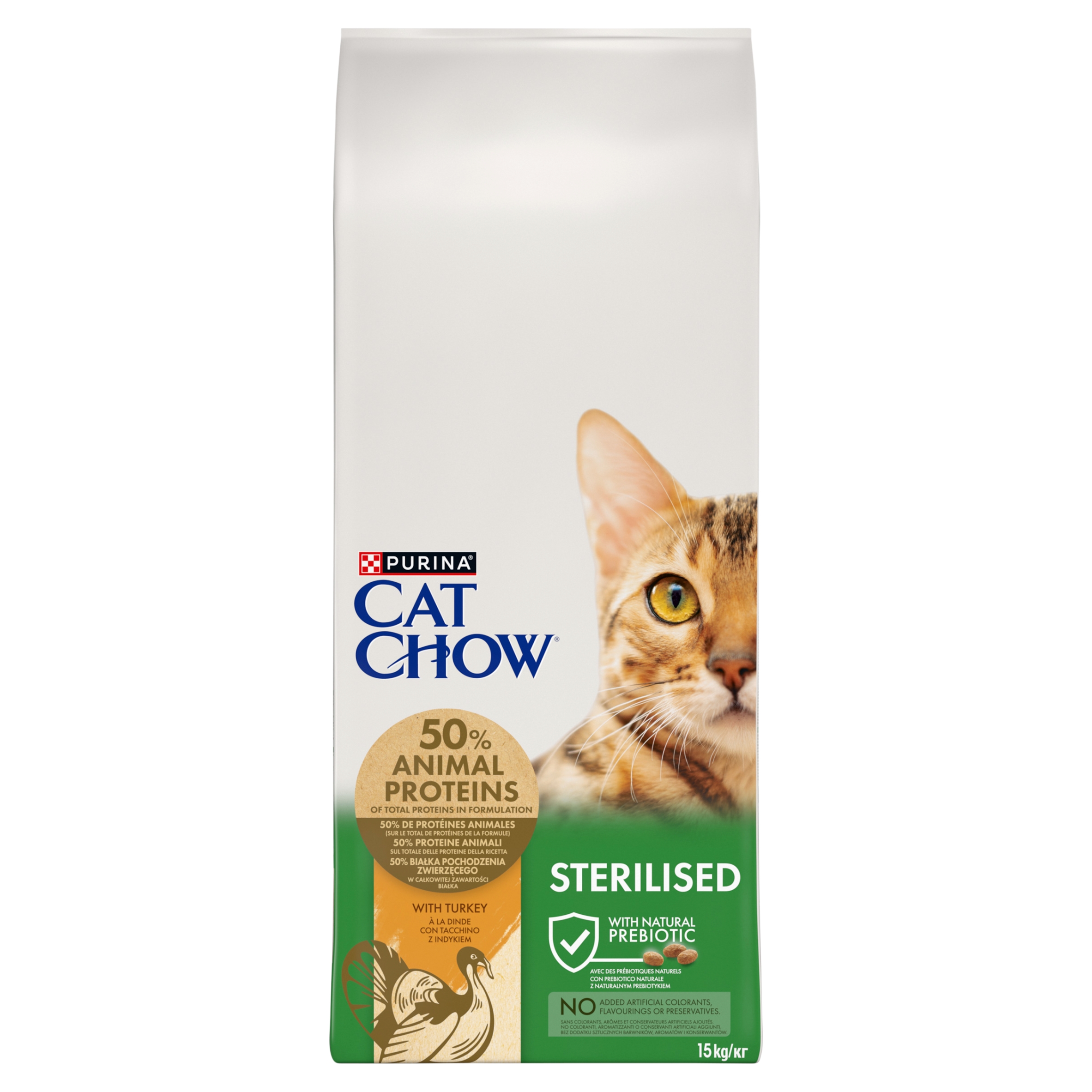 Levně Purina Cat Chow Sterilised Krmivo pro dospělé kočky s krůtím masem 15 kg
