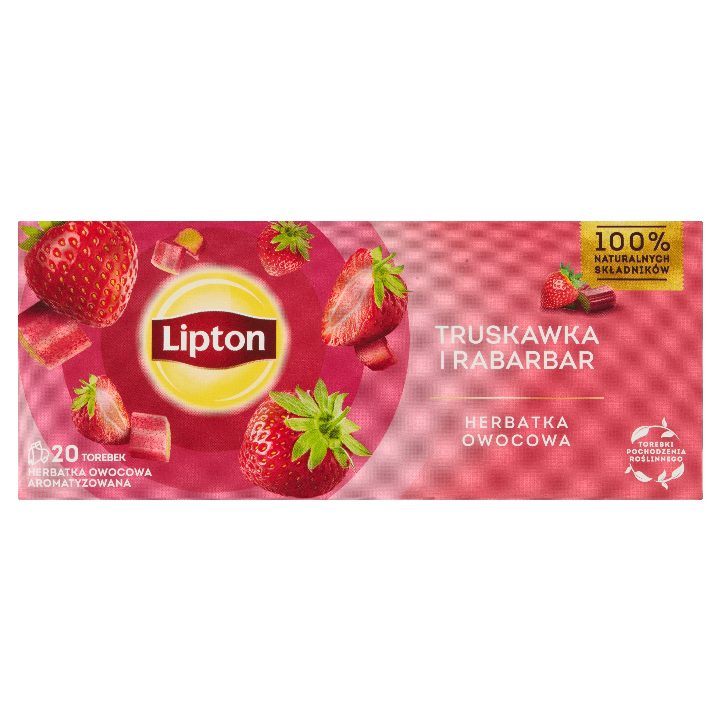 Levně 5 x Lipton Ovocný čaj jahoda a rebarbora 32 g (20 sáčků)