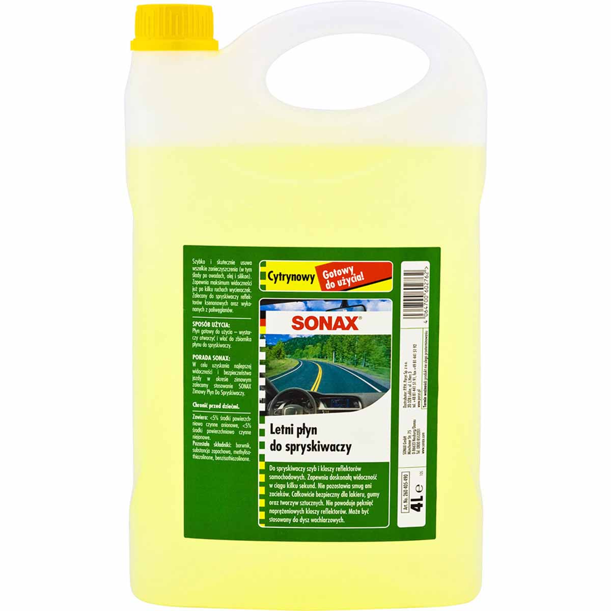 

Sonax Płyn Letni Do Spryskiwaczy 4L. Cytrynowy