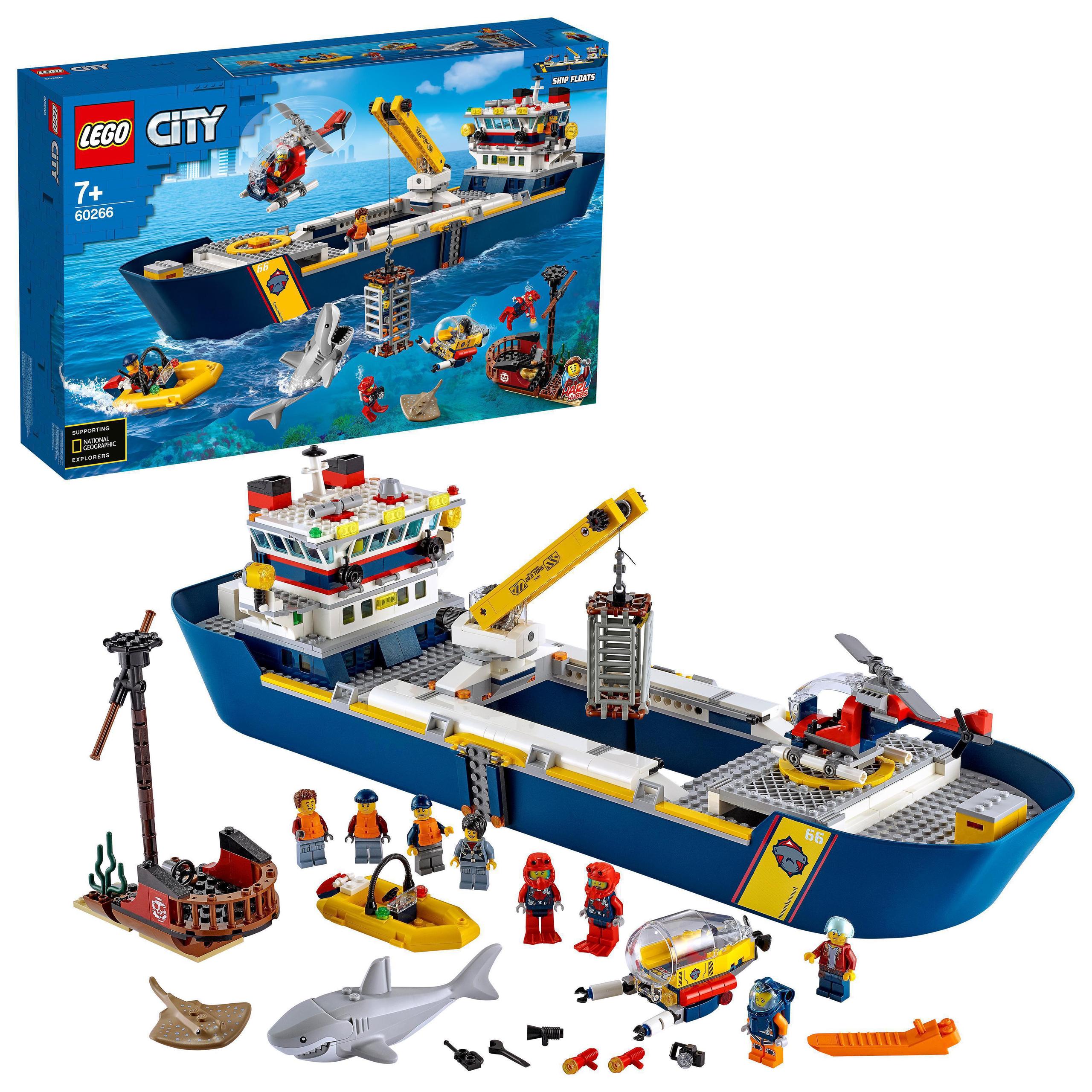 60266 City Statek badaczy oceanu Duży zestaw, aż 8 minifigurek, 745 ele