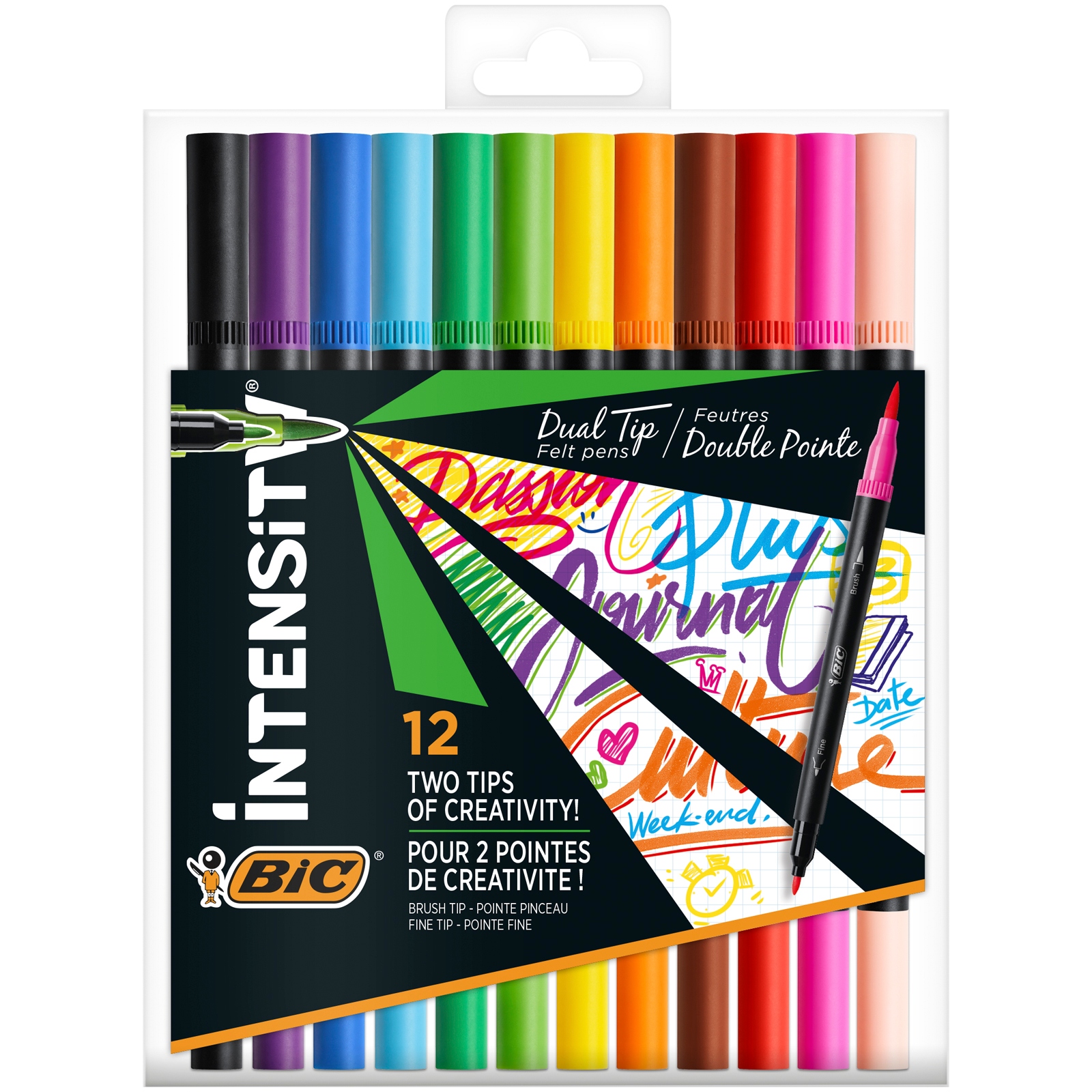 BIC Flamastry 12kol Intensity Dual Tip Etui