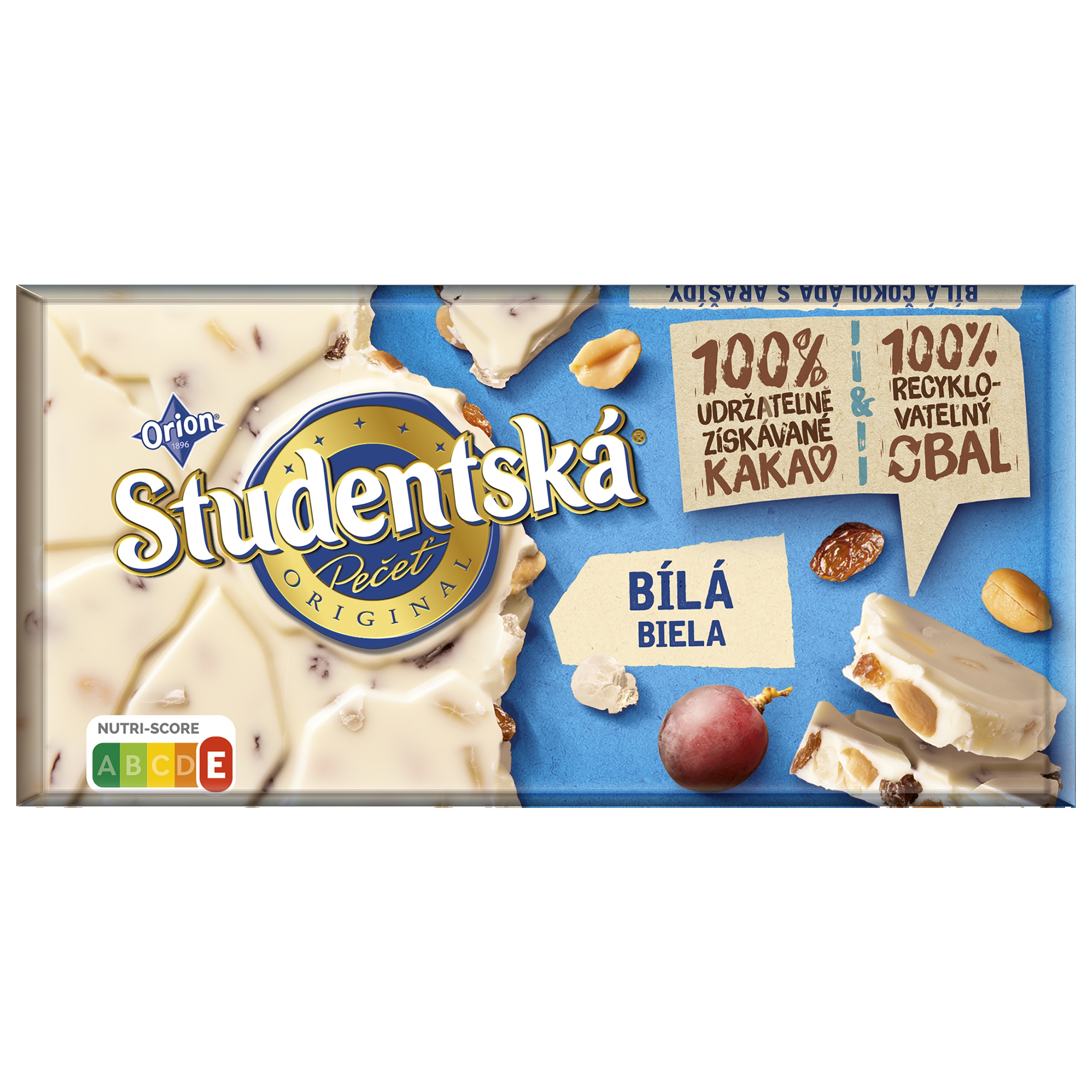 3x Orion Čokoláda Studentská bílá 170 g