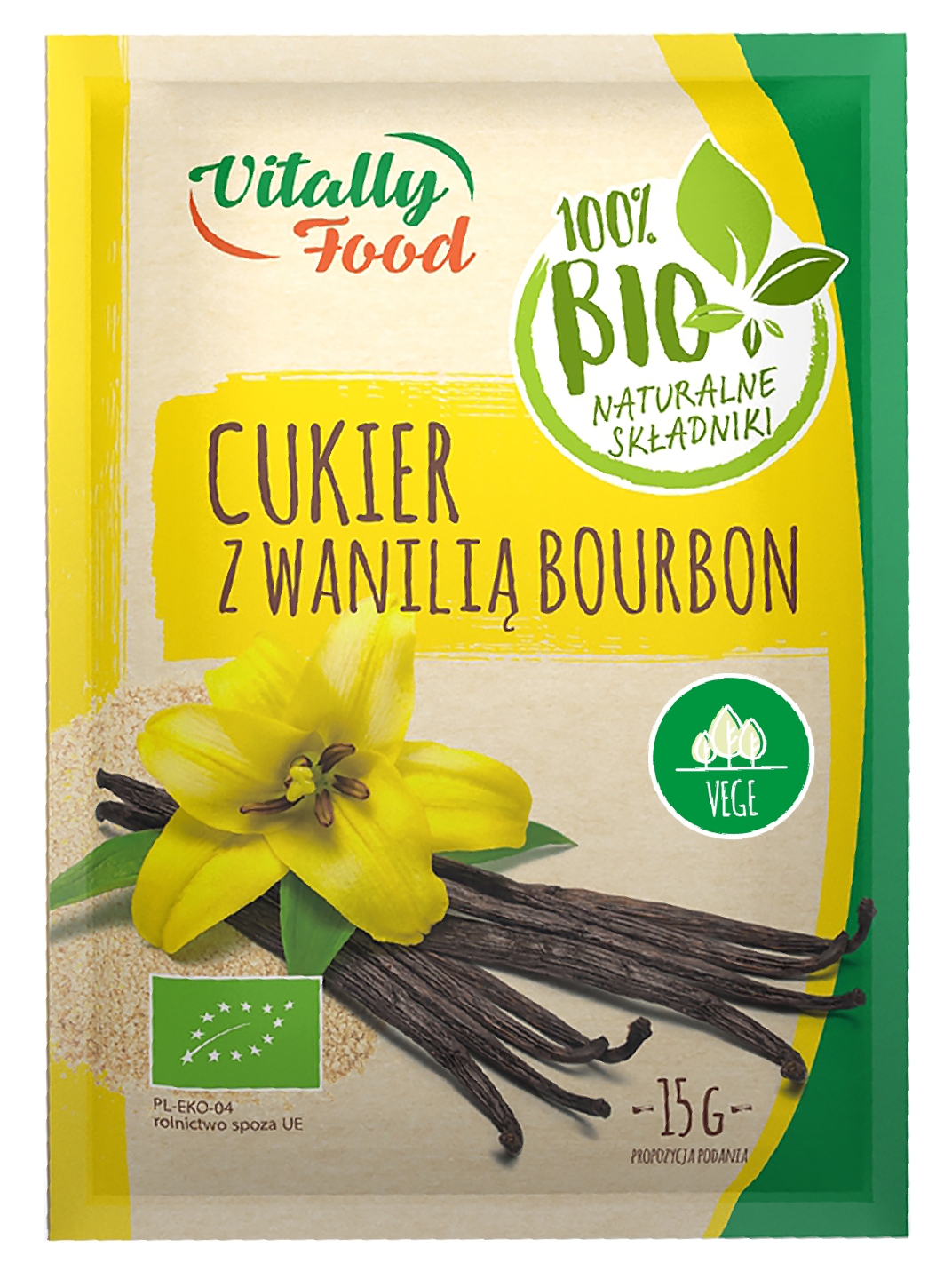 Levně 13 x Vitally Food Cukr s vanilka Bourbon Vitally Food Bio, 15 g
