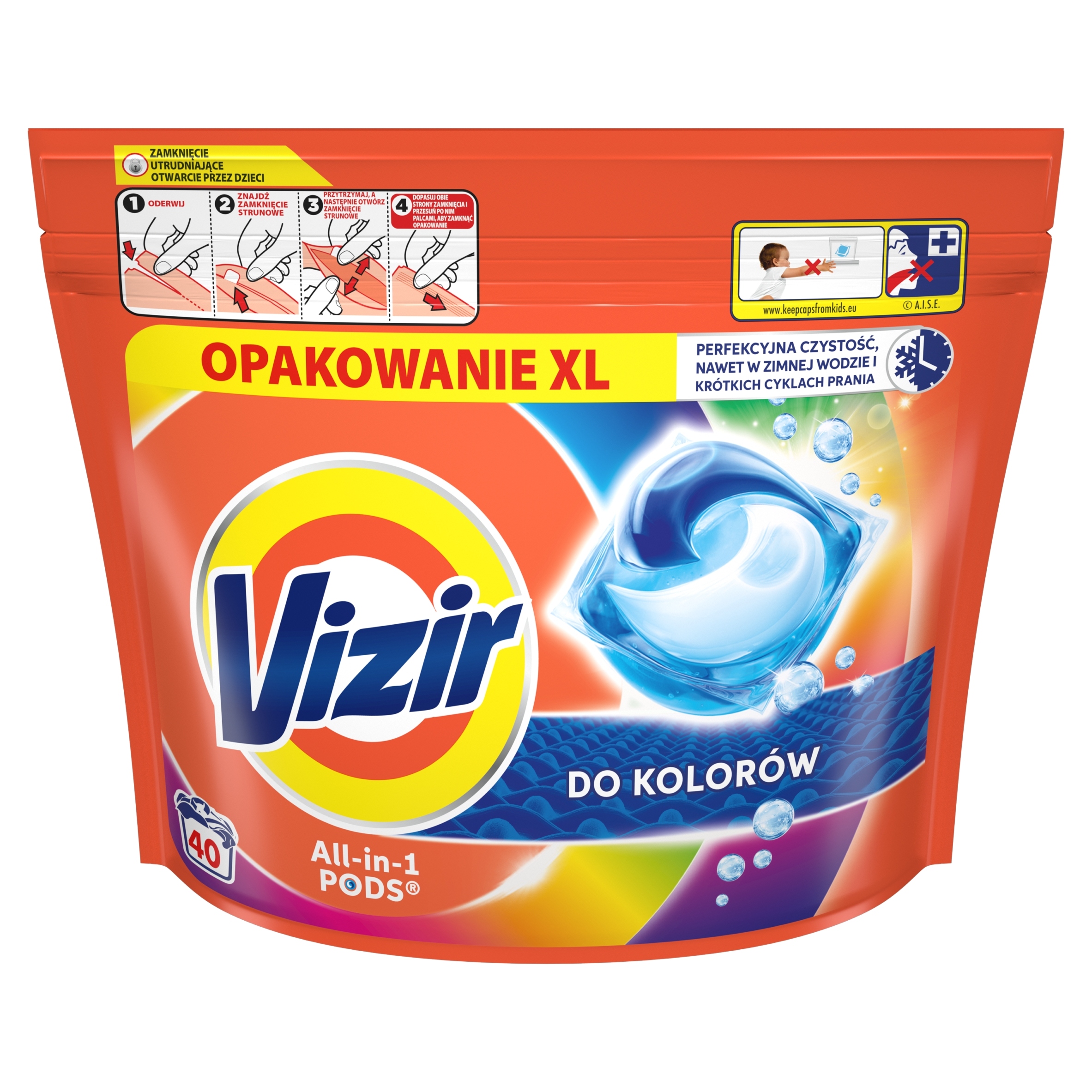 Levně Kapsle na praní barev Vizir All in 1 Color Balení XL 40 ks