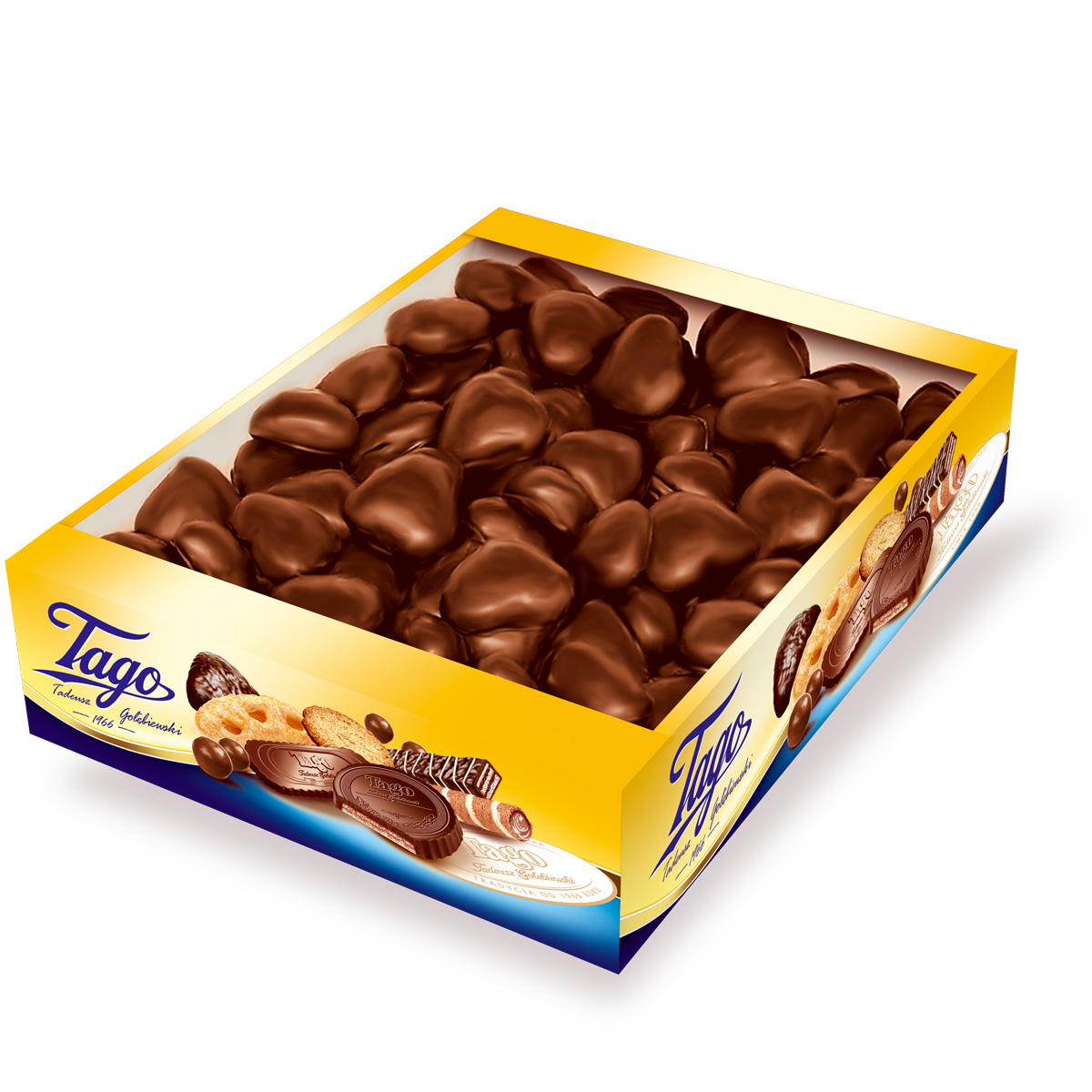 Levně Perníky Srdce v tmavé polevě s ovocnou náplní Tago 2,5 kg