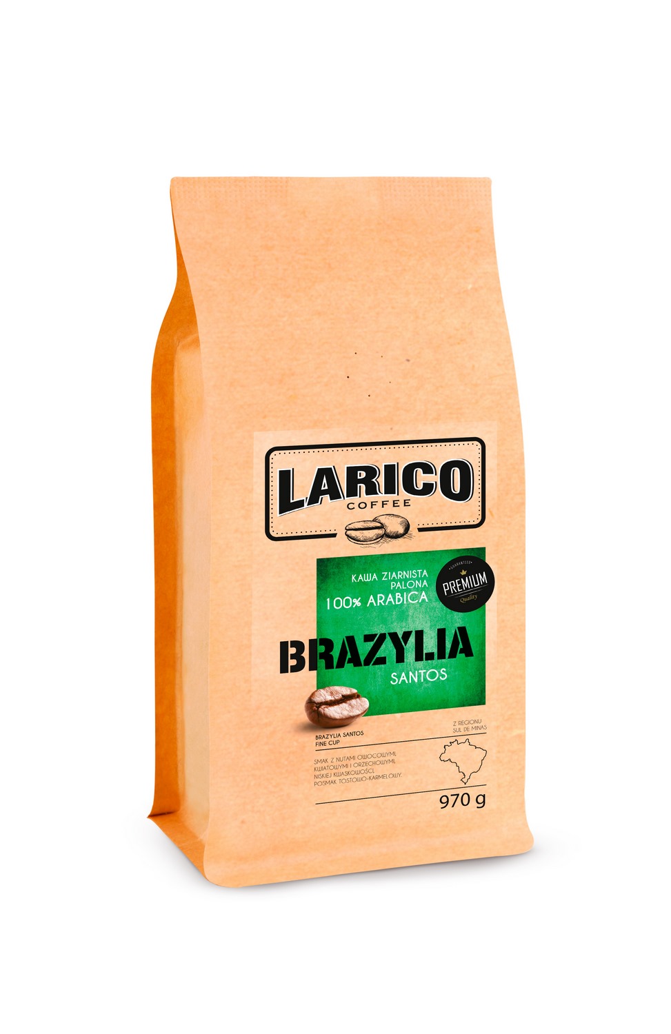 Levně Larico Coffee Káva zrnková pražená tradiční metodou Brazílie 970 g