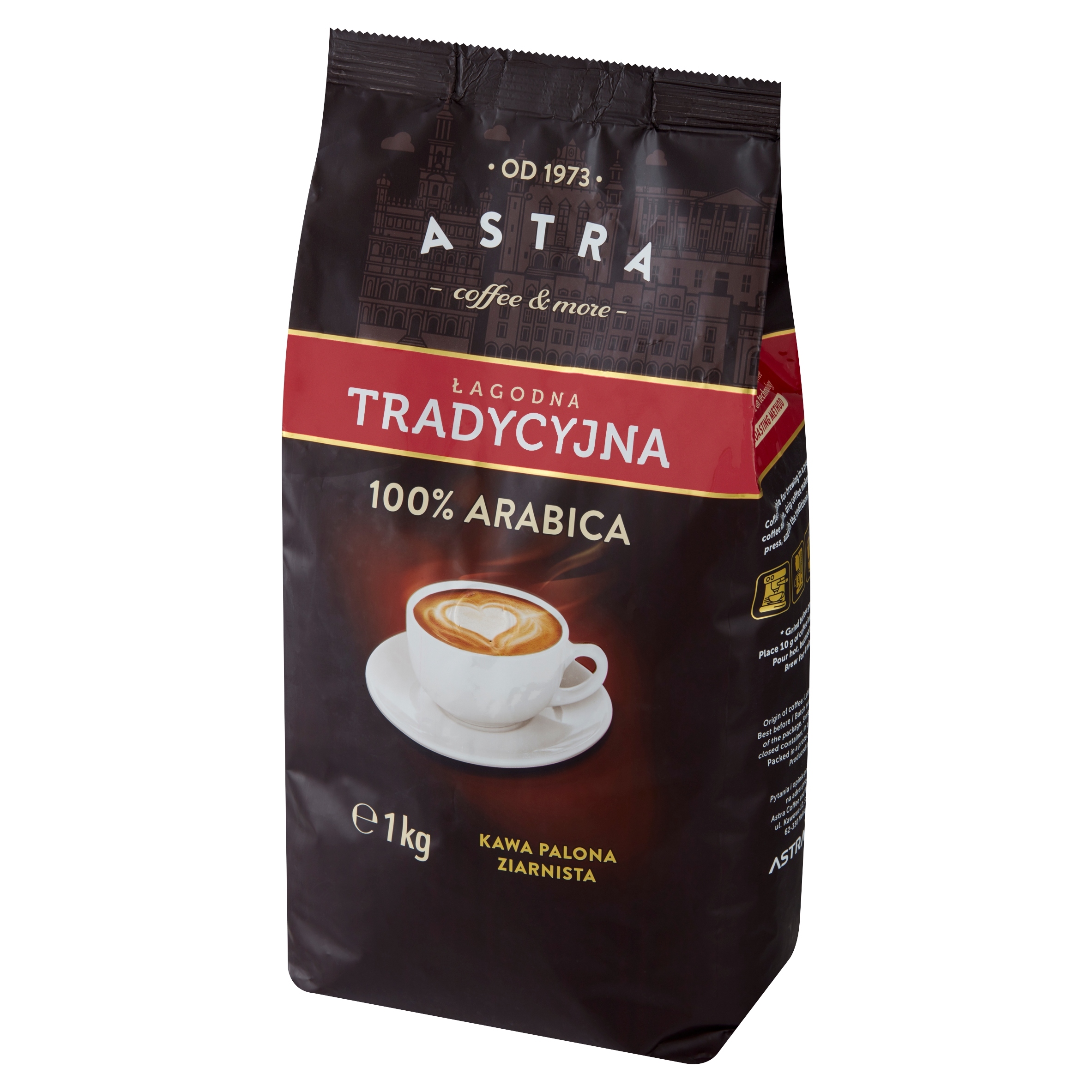 Levně Káva zrnková Arabica Astra Jemná, tradiční 1000 g