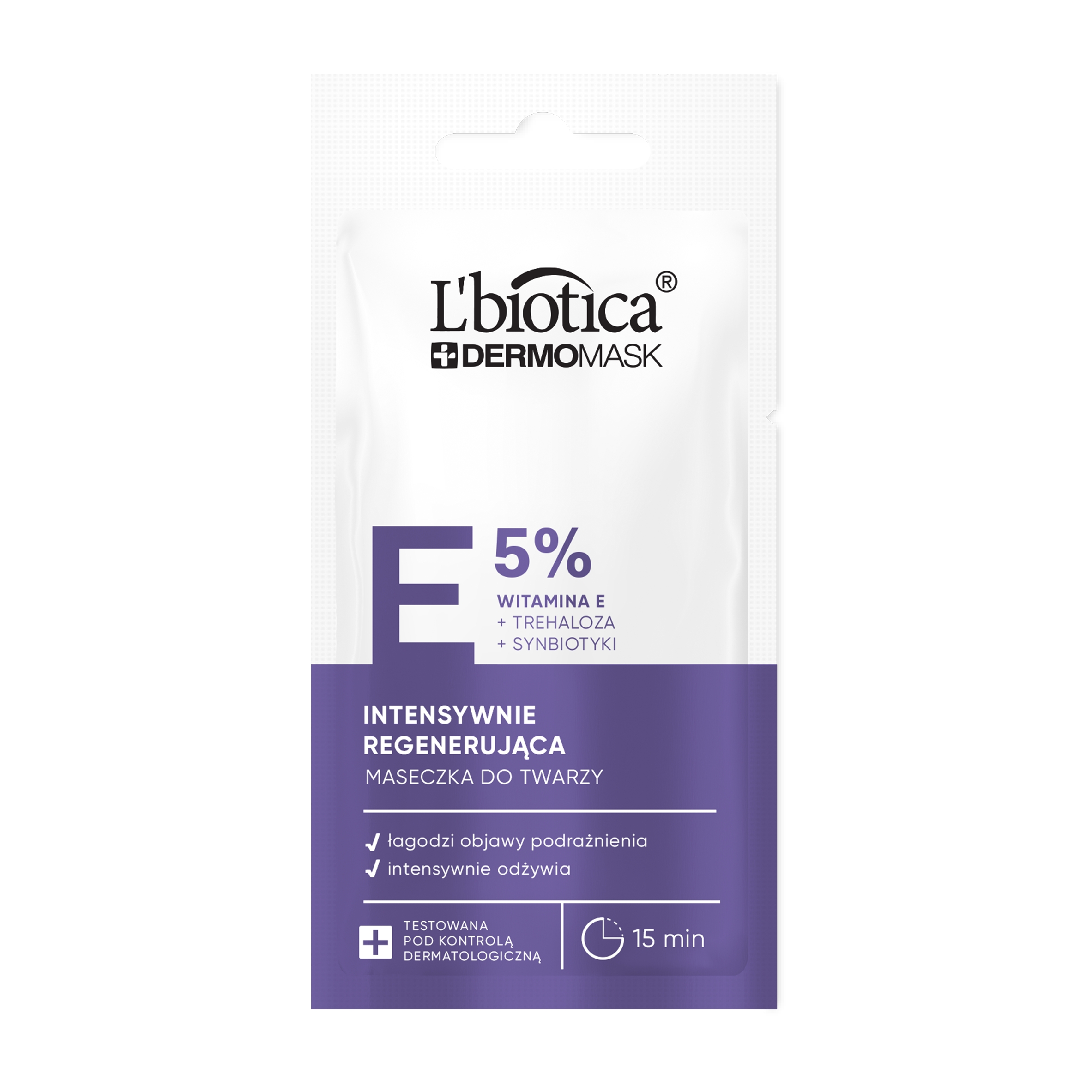 L'biotica Dermomask intenzivně regenerační maska s vitamínem E 8 ml 1 ks
