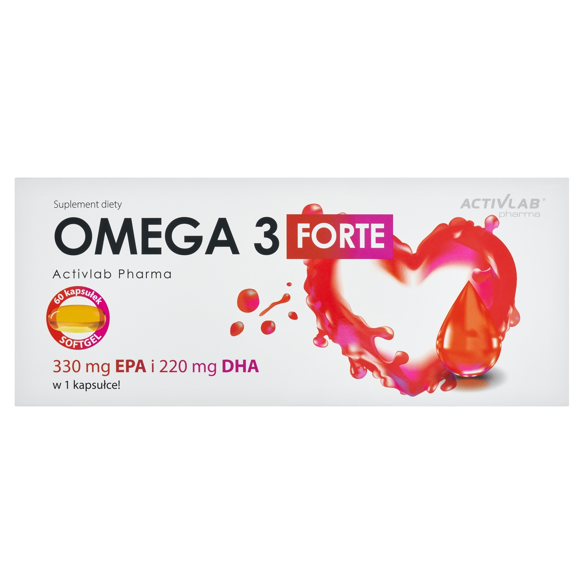 OMEGA 3 Forte EPA DHA 60 kaps. Witamina E Serce Mózg Wzrok Koncentracja — 4